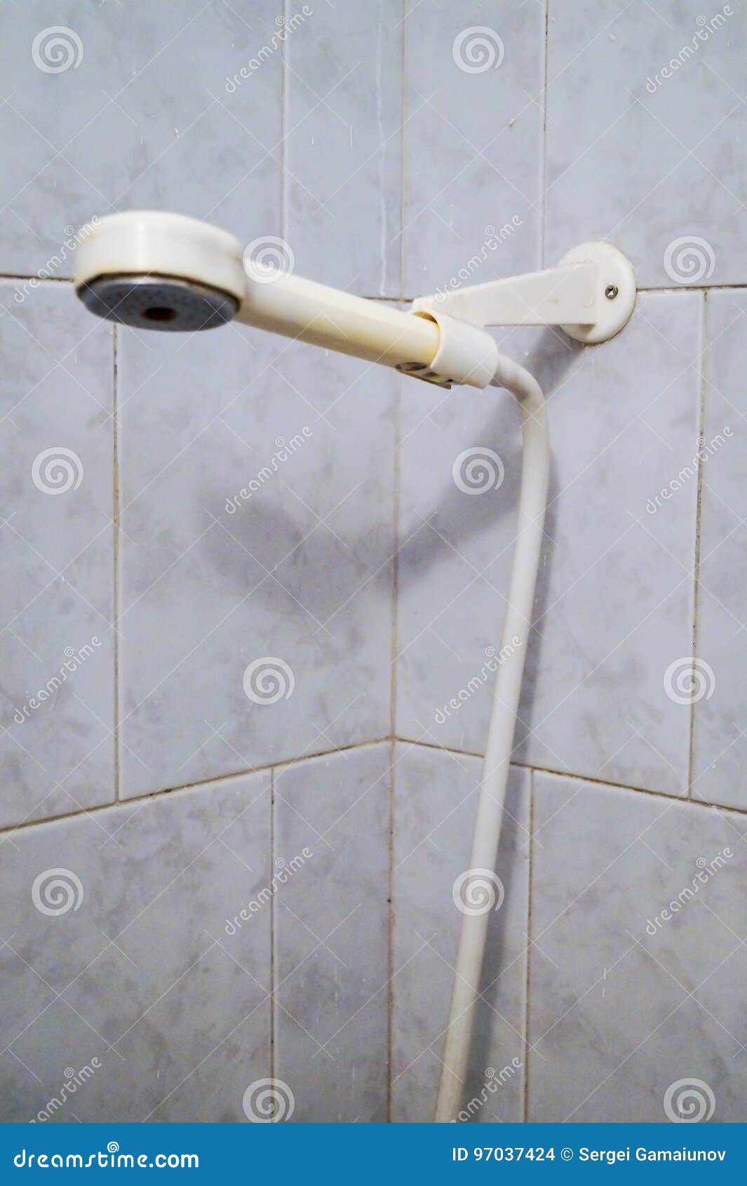 Worn showerhead stock photo. Image of wall, bathroom 97037424