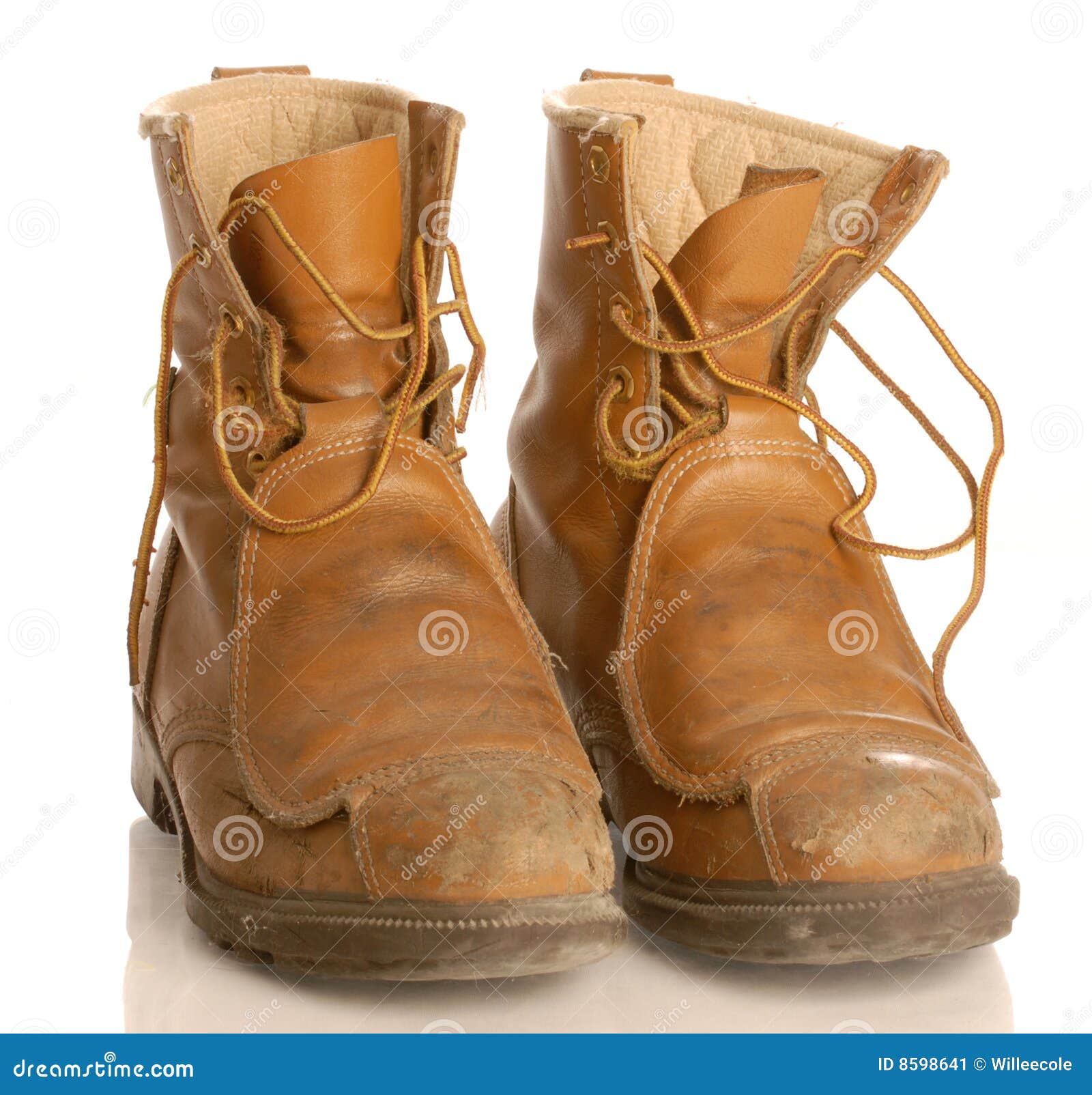 Worn work boots stock image. Image of splatters, brown - 8598641