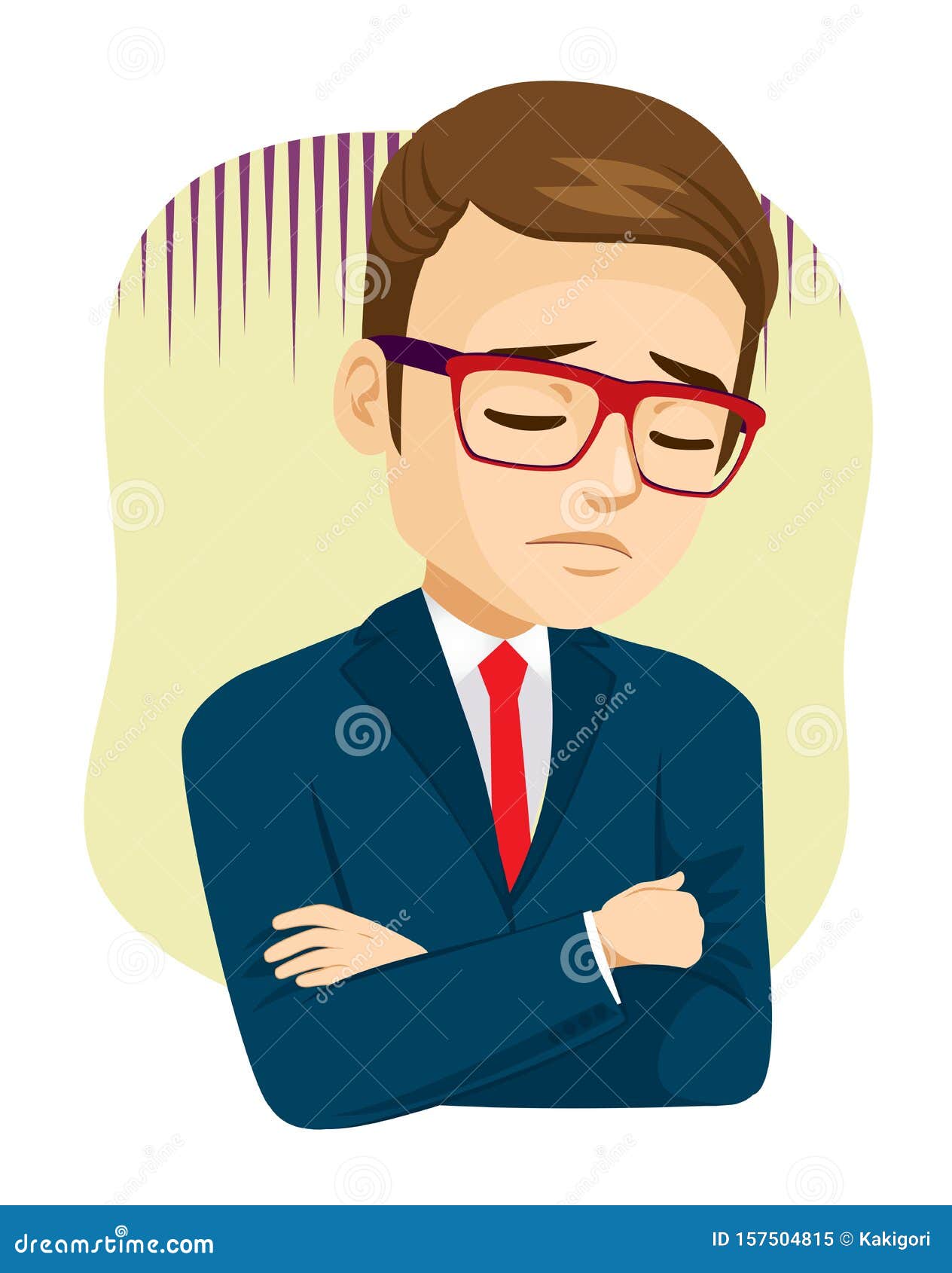 Worried Businessman Crossed Arms Stock Vector - Illustration of emotion ...