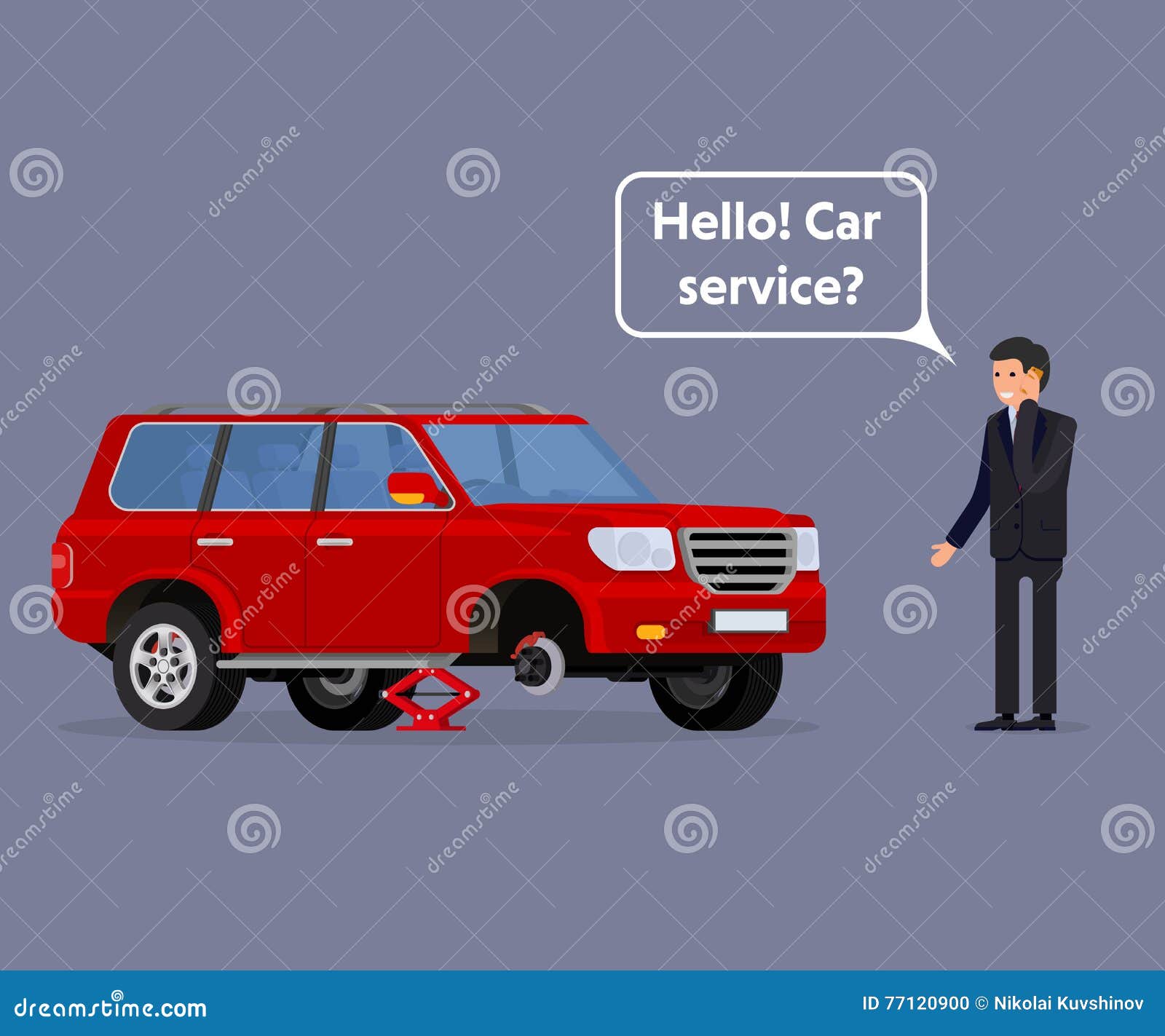 Worried Driver Calling Roadside Assistance To Help with His Breakdown