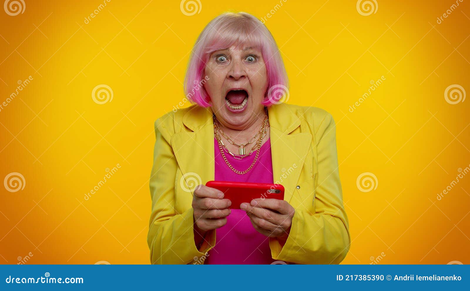 Worried Elderly Granny Woman Playing Racing Video Games on Mobile Phone,  Smartphone Drive Simulator Stock Photo - Image of expression, retired:  217385390