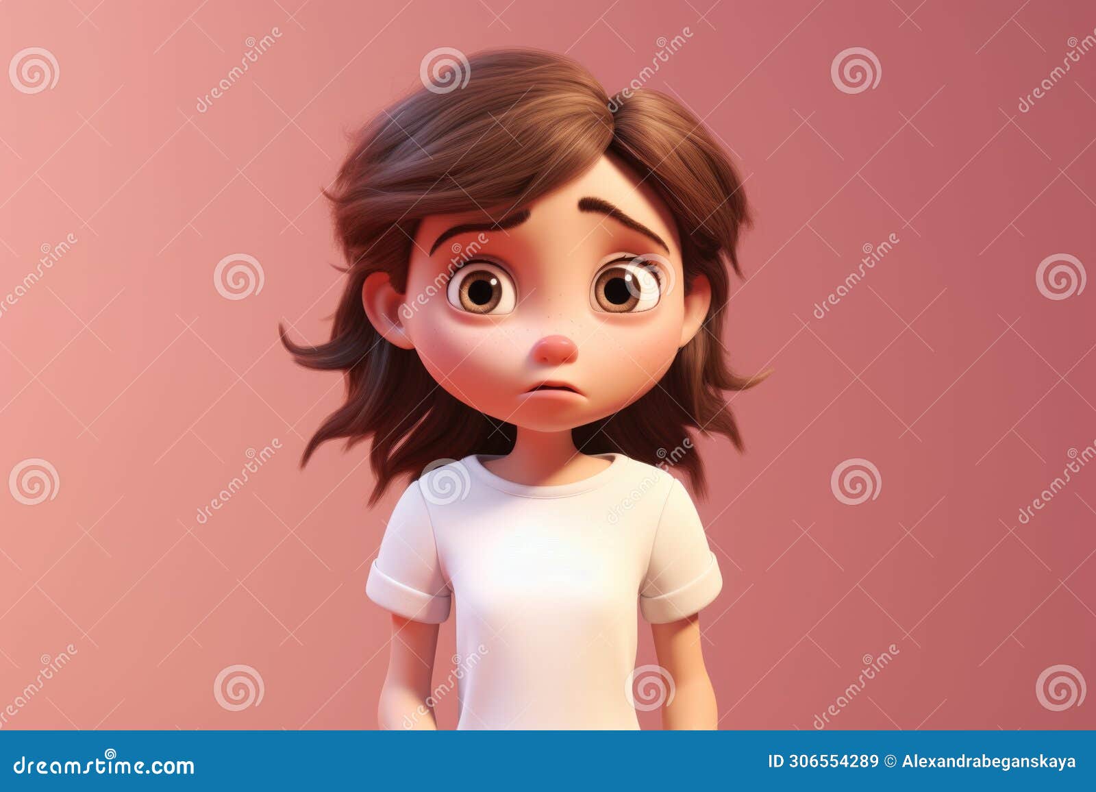worried girl with downcast eyes
