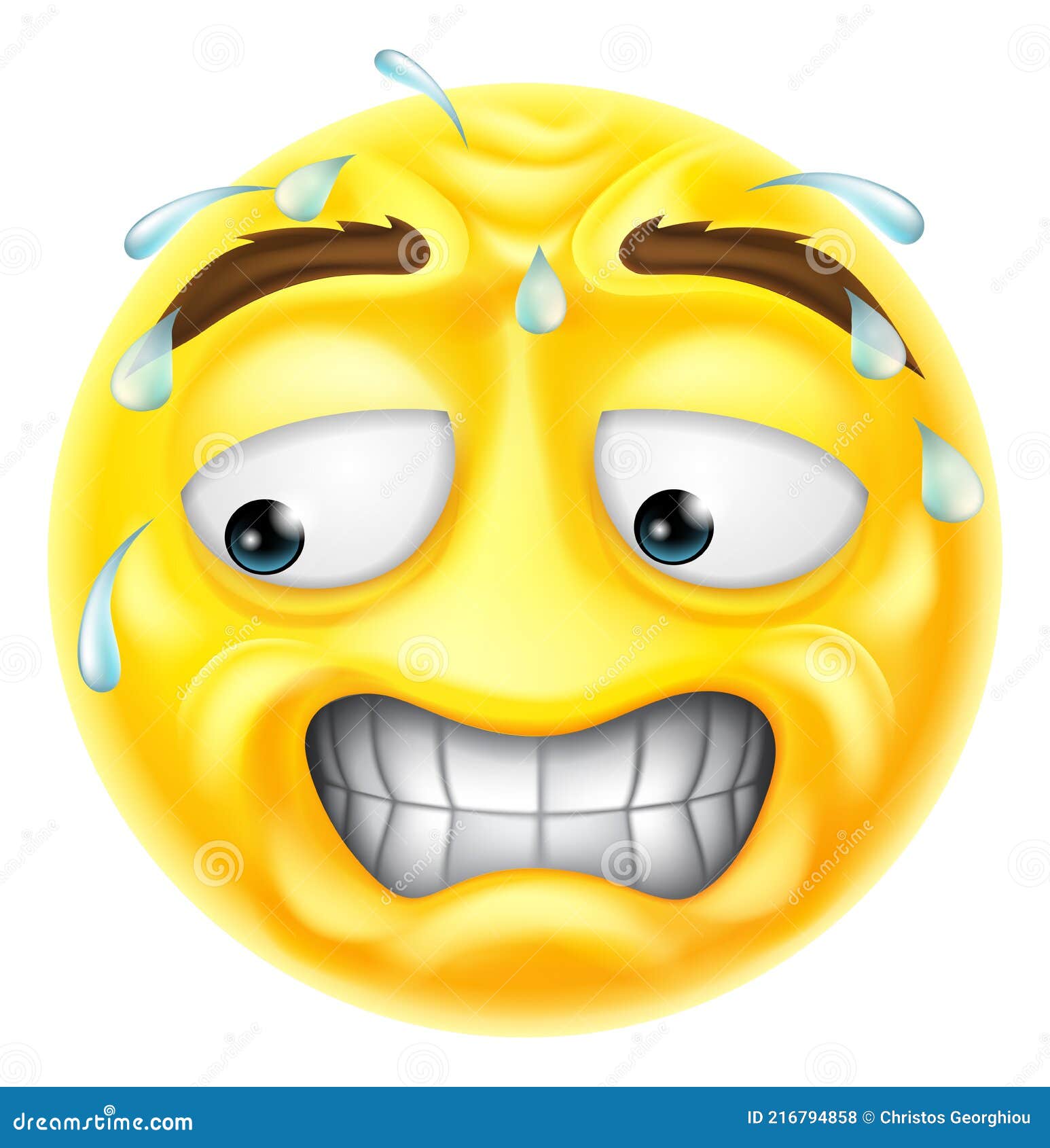 Vecteur Stock Cartoon face vector icon, frightened worry emoji