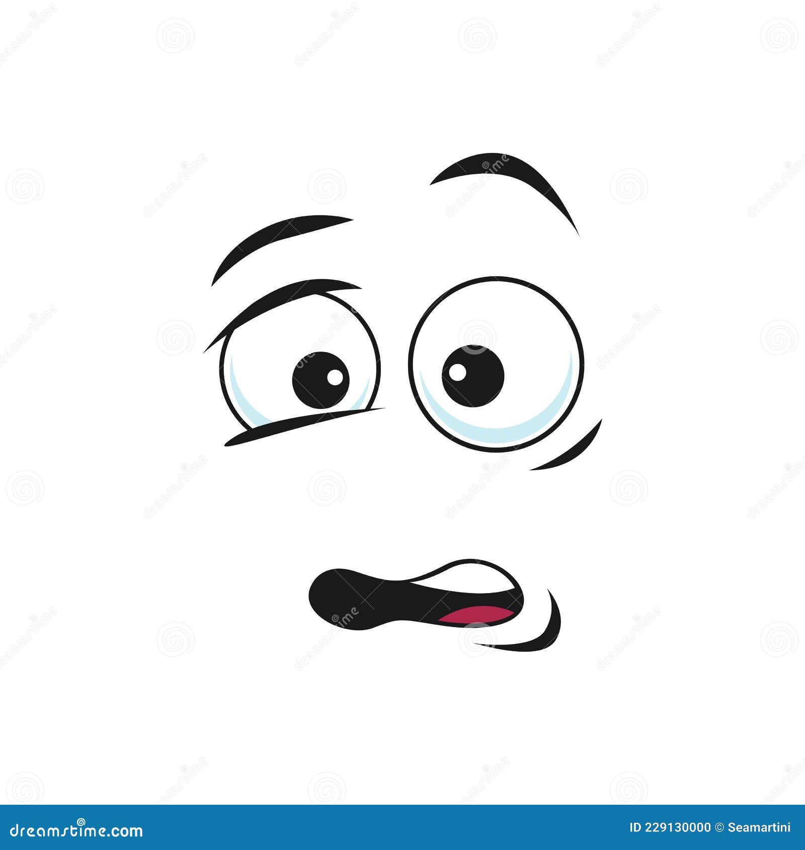 Cartoon Face Vector Frightened or Worry Emoji Stock Vector