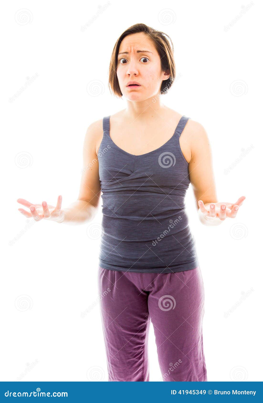 Worried Woman Spread Hands and Doesn T Know What To Do, Isolated Stock ...