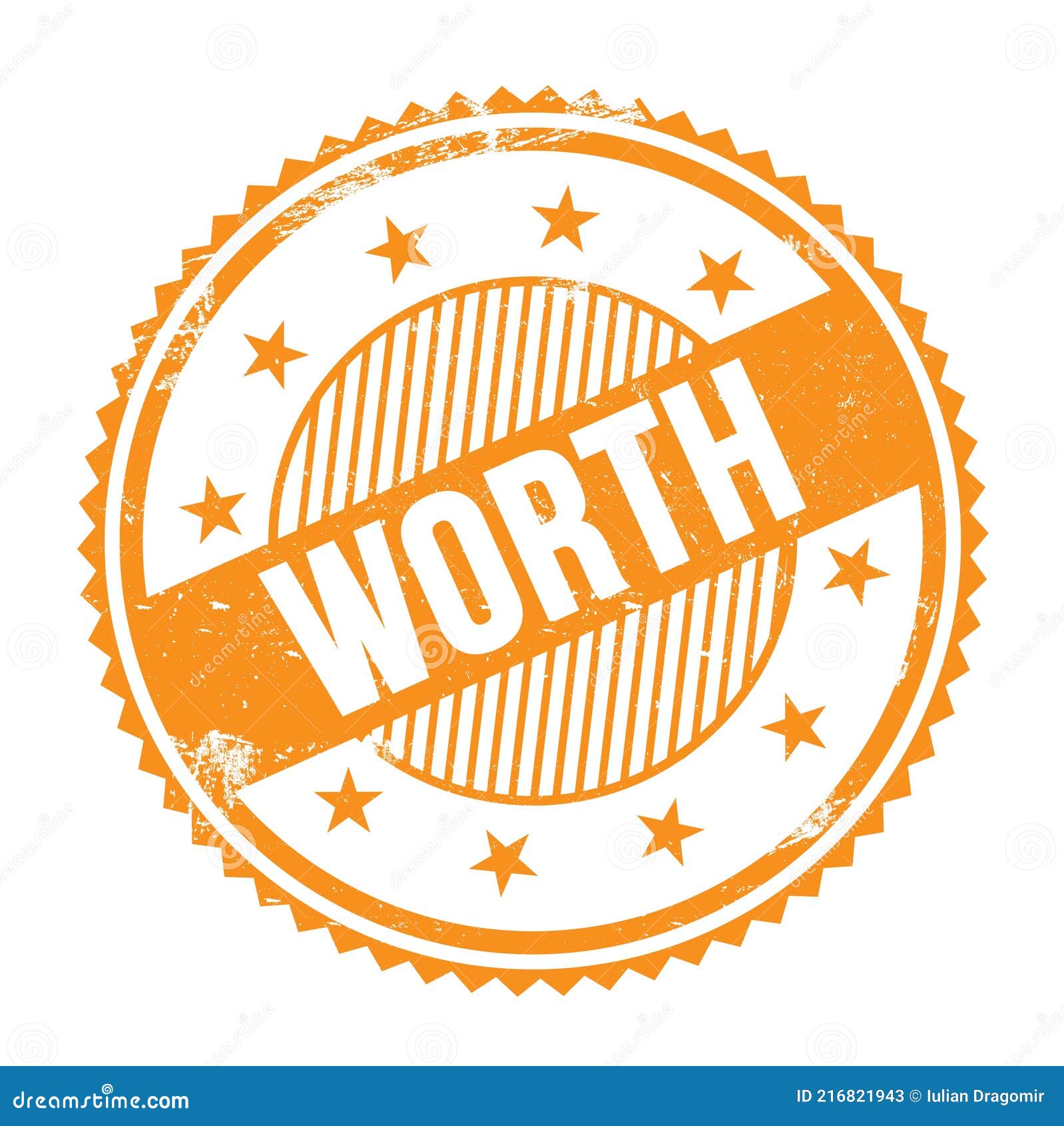 WORTH Text Written on Orange Grungy Round Stamp Stock Illustration