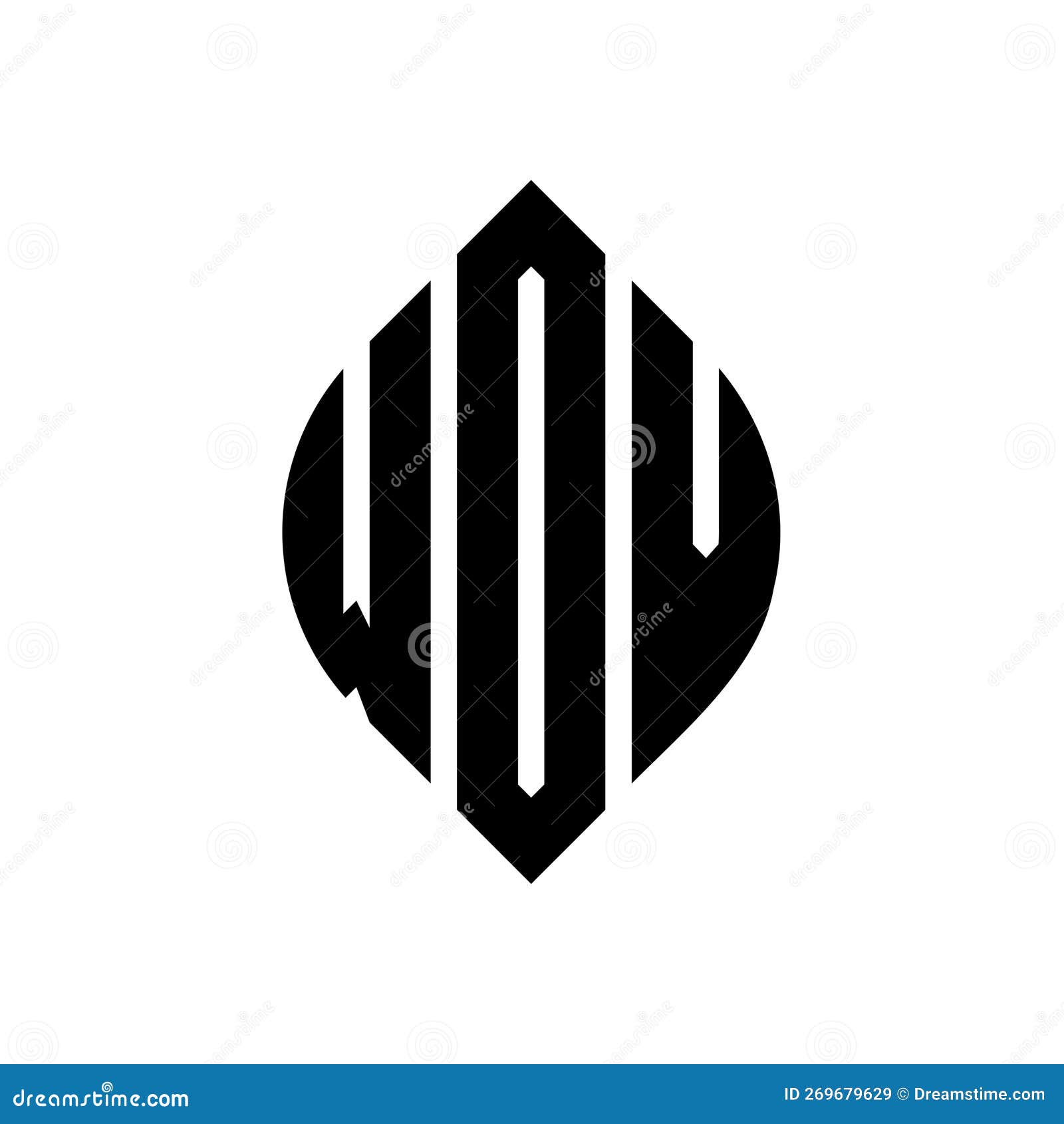 wov circle letter logo  with circle and ellipse . wov ellipse letters with typographic style. the three initials form a