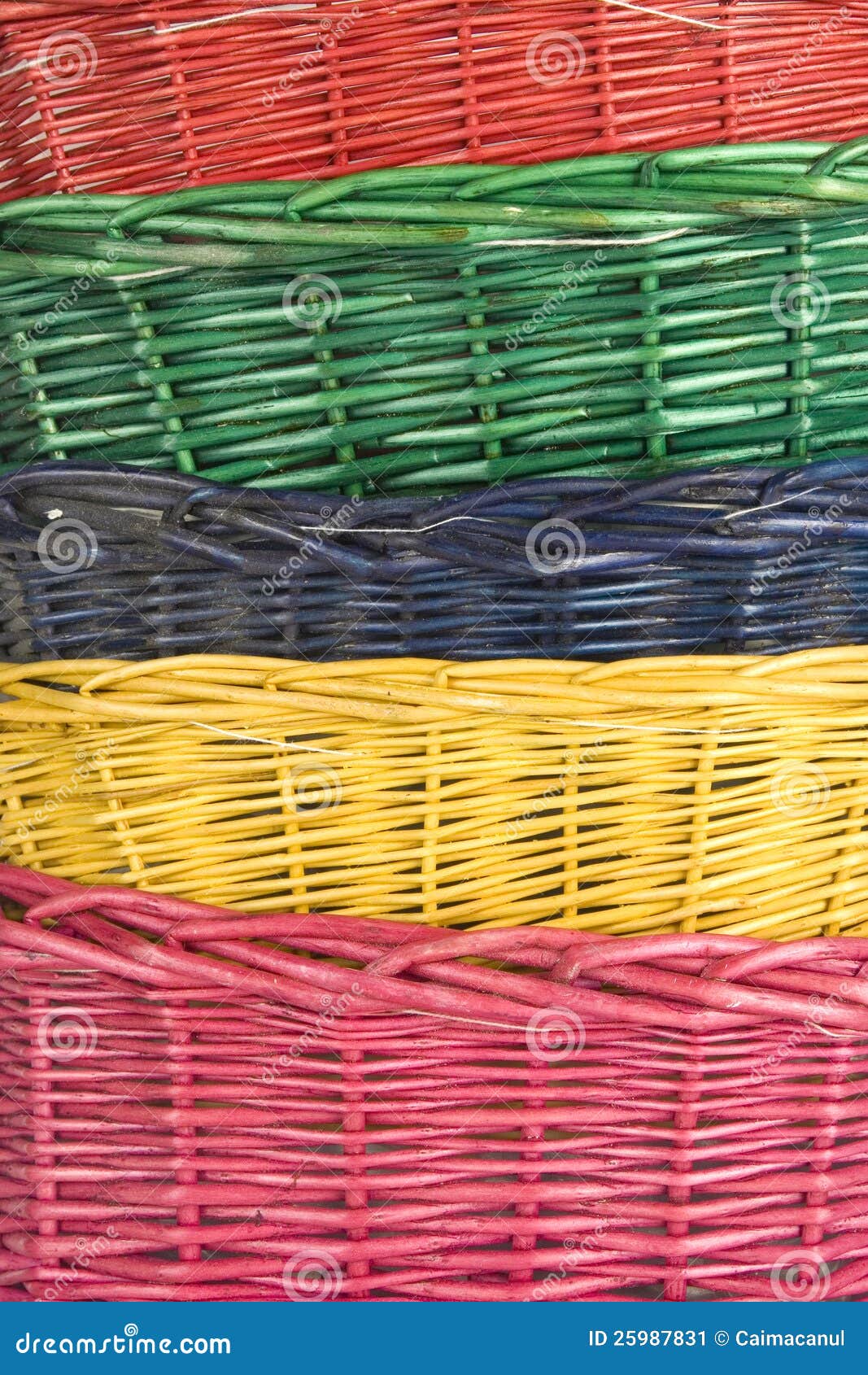 Woven straw baskets stock image. Image of pink, rough 25987831