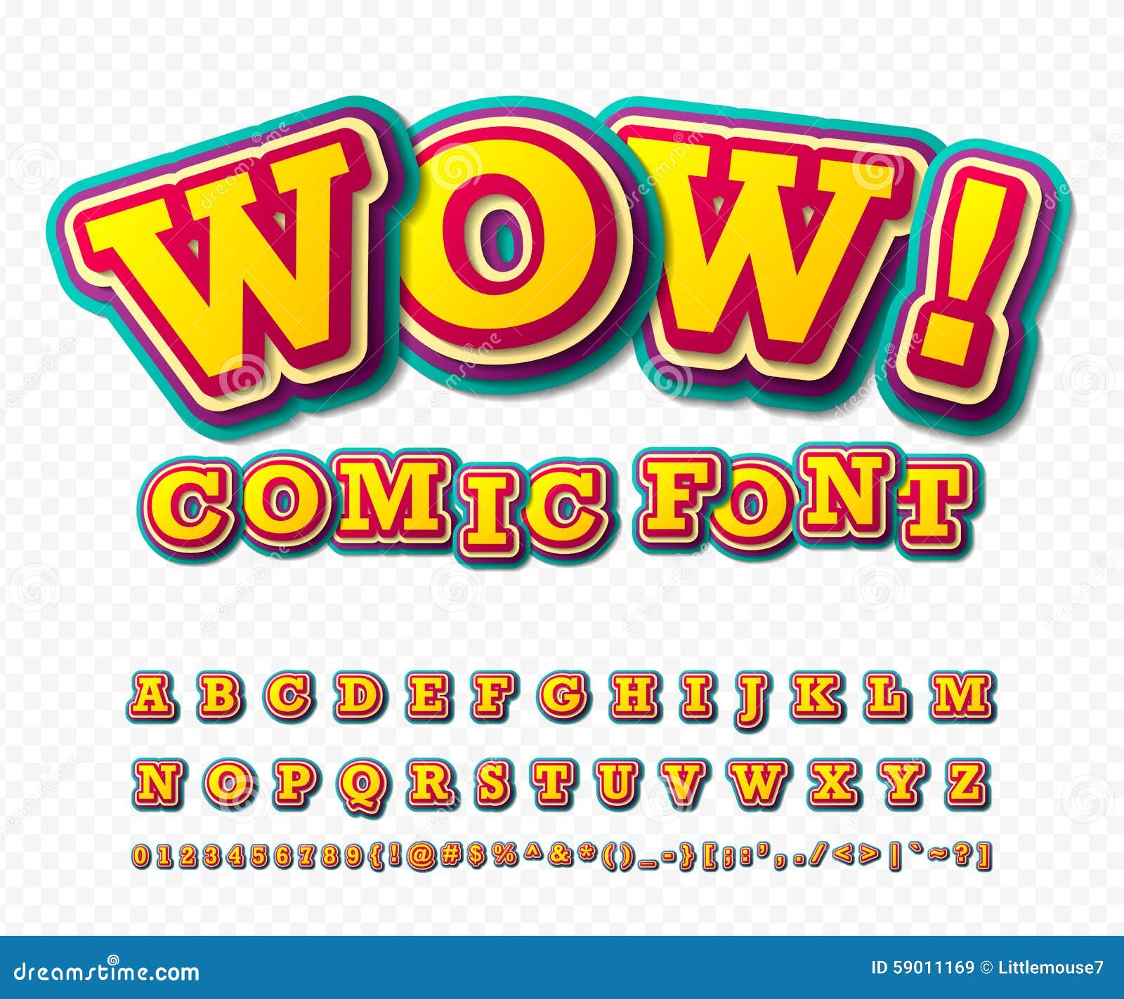 Wow. Comic Font. Alphabet In Style Of Comics, Pop Stock ...