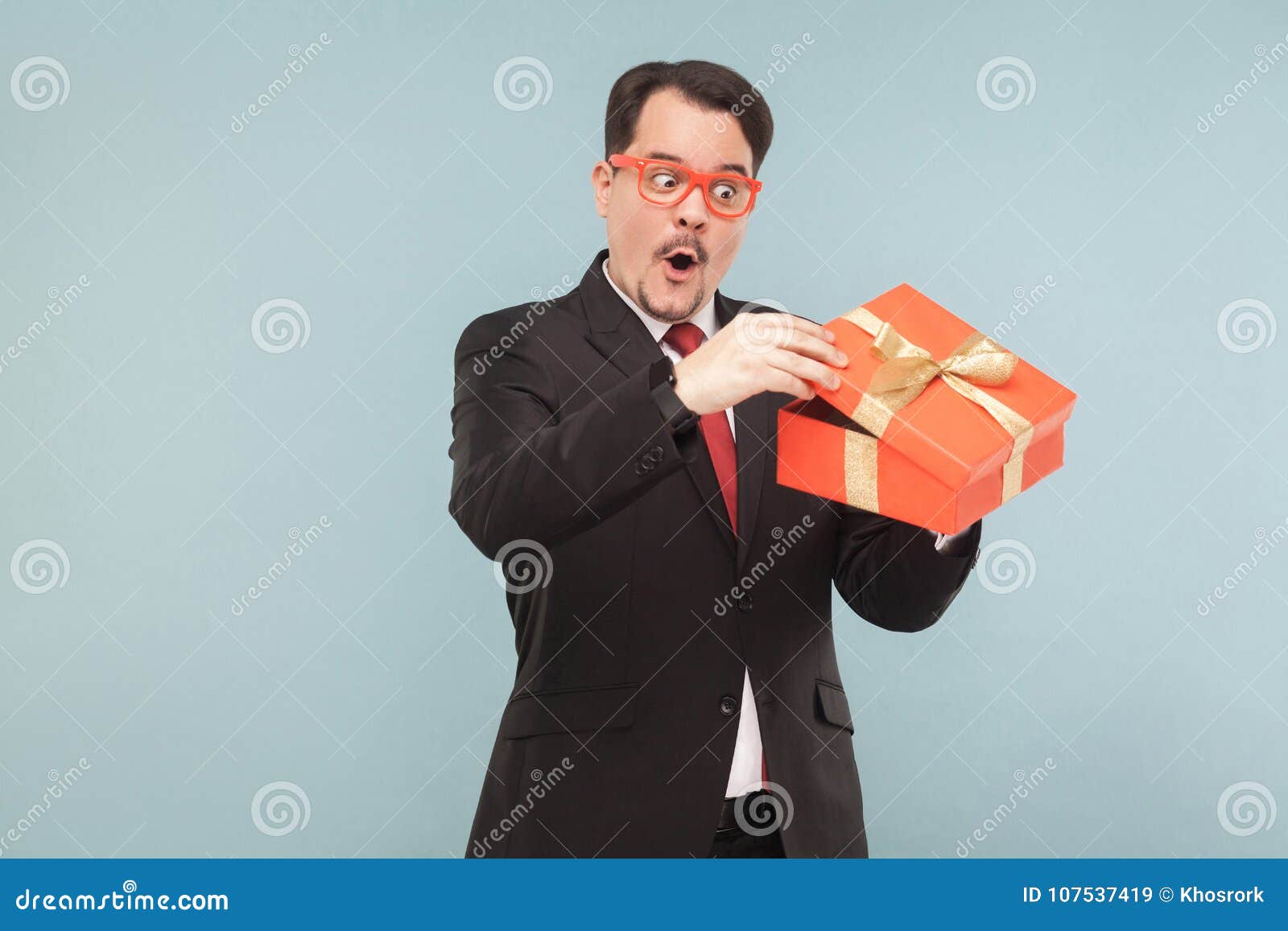 Wow! Cool Present Inside Gift Box. Valentine Day Stock Image - Image of ...