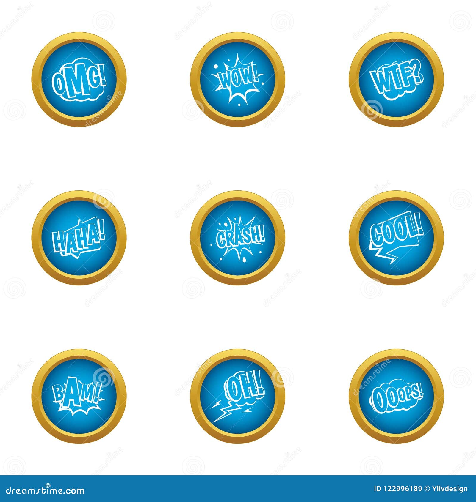 Wow icons set, flat style stock vector. Illustration of exchange