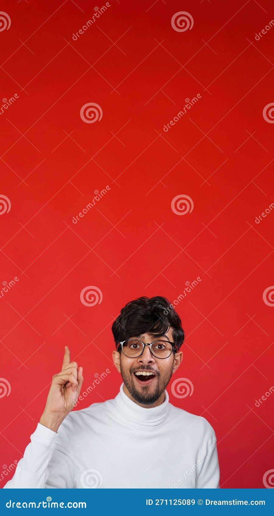 Wow Idea Creative Insight Inspired Man Pointing Up Stock Image Image Of Background