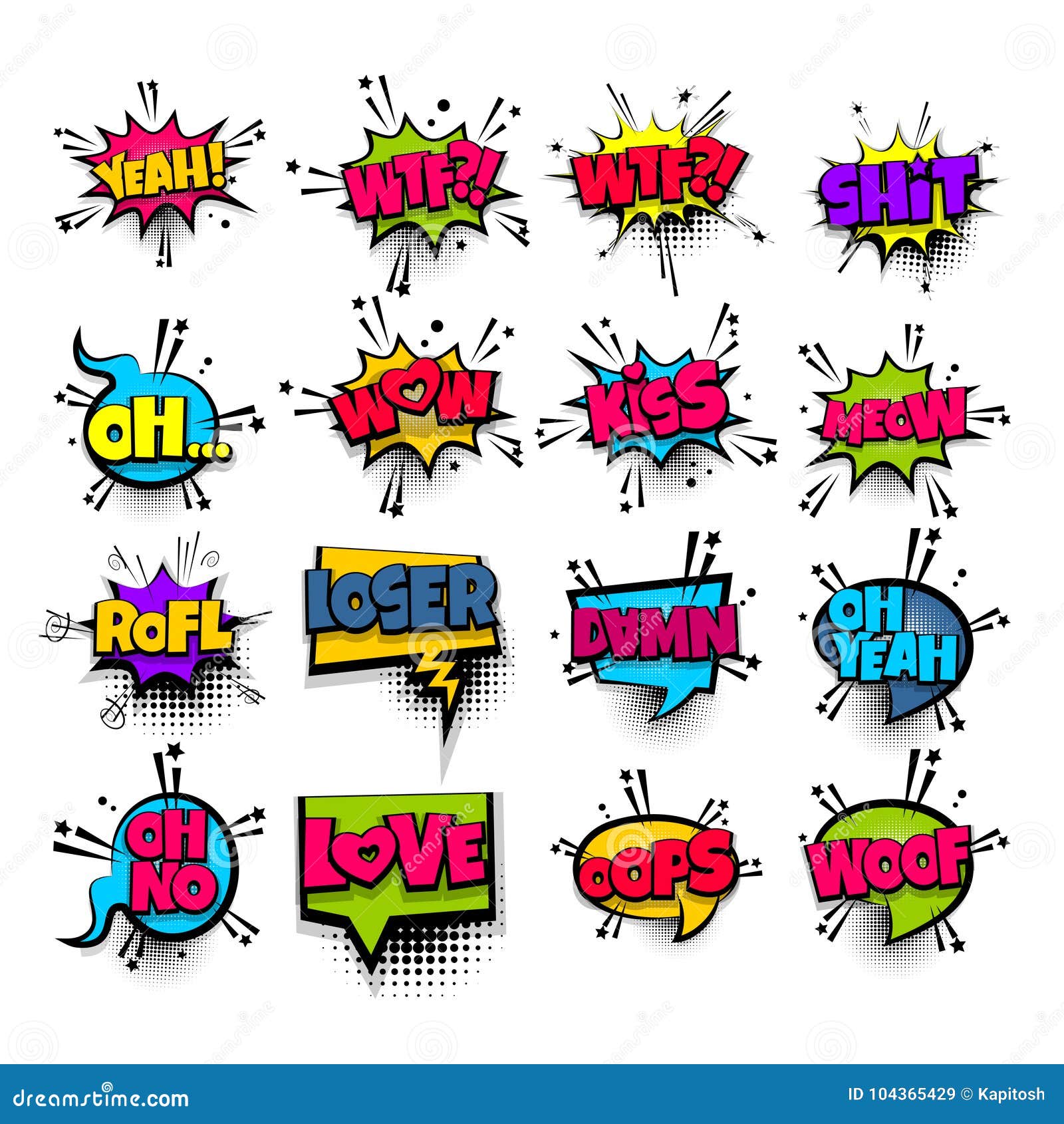 Pop Art Stickers Stock Illustration - Download Image Now - Sticker