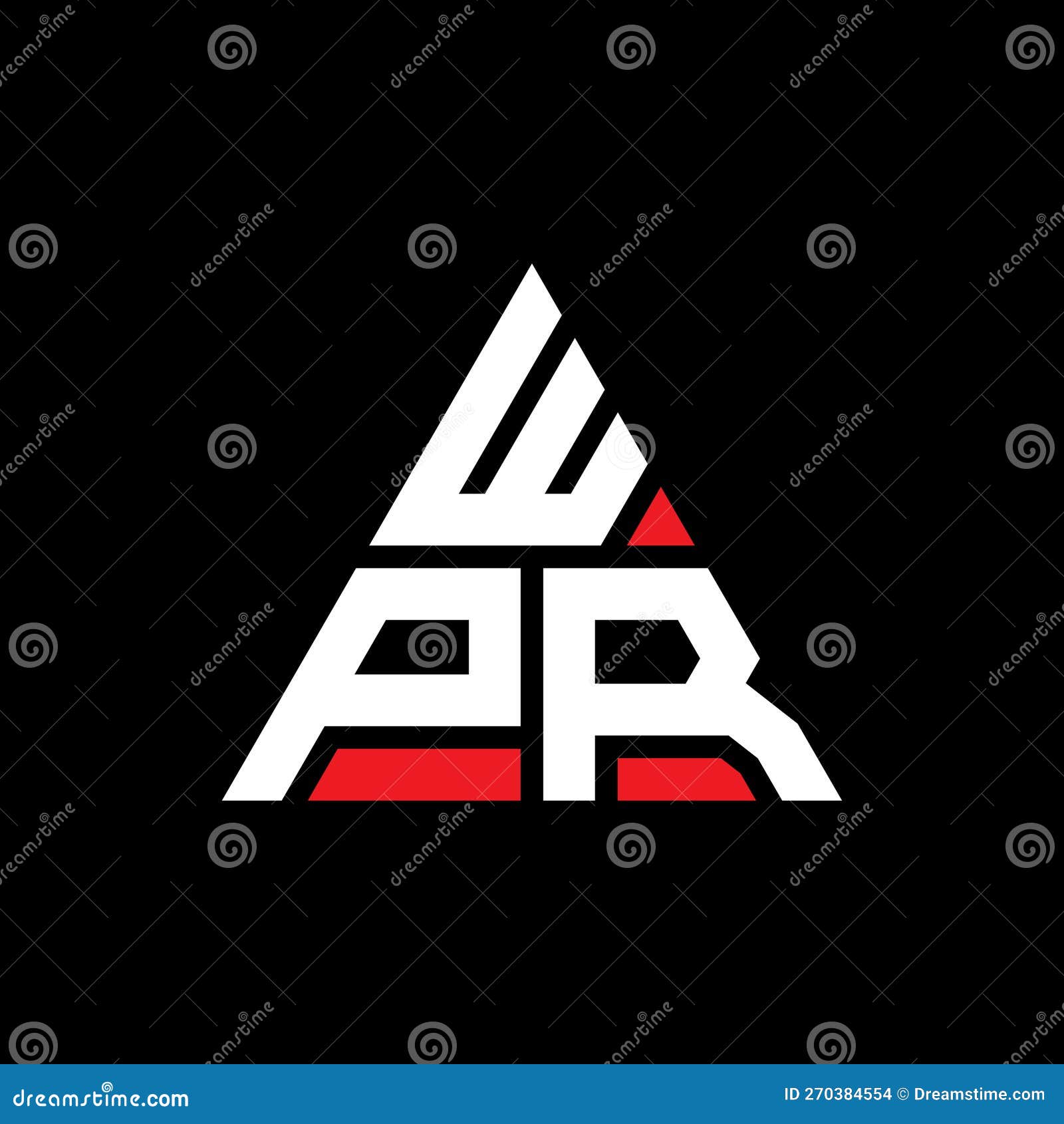 wpr triangle letter logo  with triangle . wpr triangle logo  monogram. wpr triangle  logo template with red