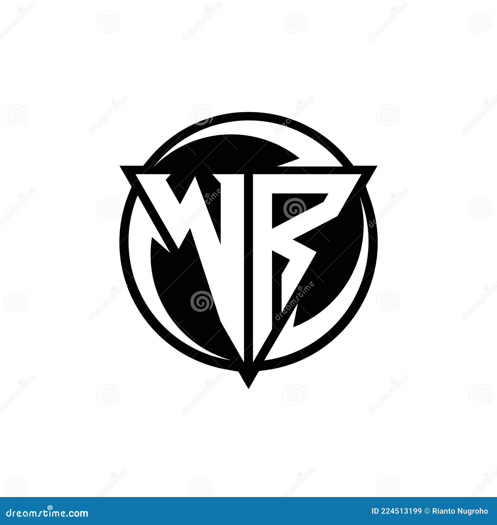 Mm logo monogram circle with piece ribbon style Vector Image