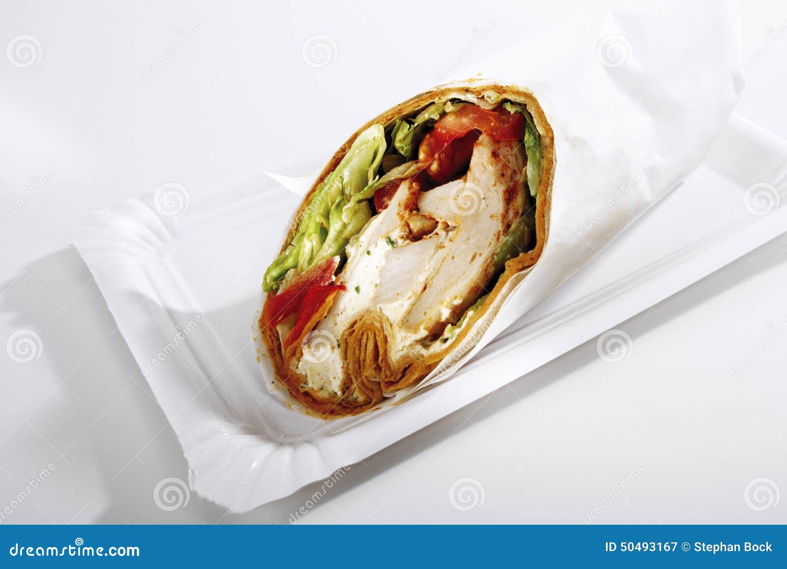 Wrap Sandwich with White Meat and Salad in Hand Stock Image Image of tasty, healthy 50493167