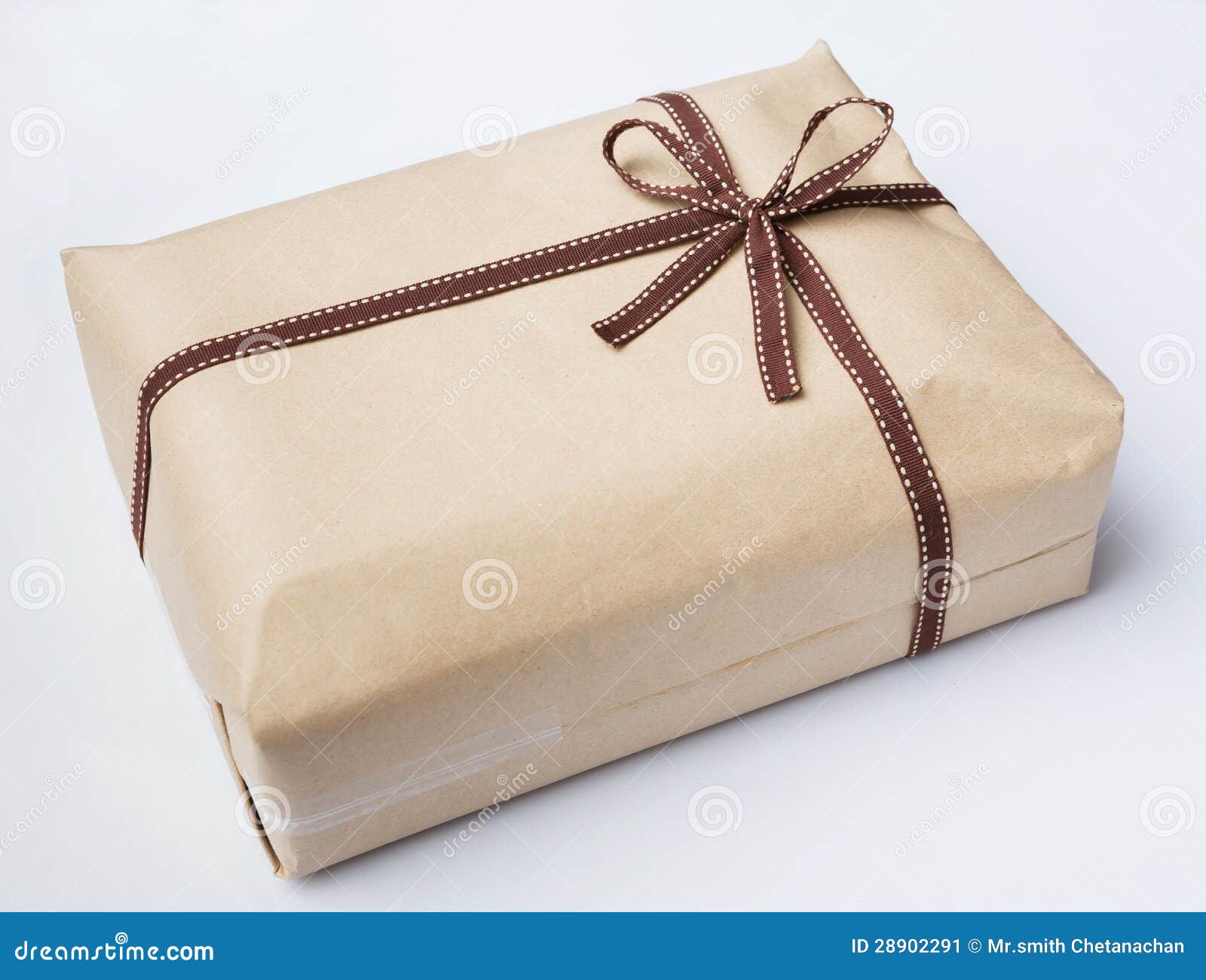 Wrapped Gift Box and Bow Tie Stock Image Image of isolation, handle