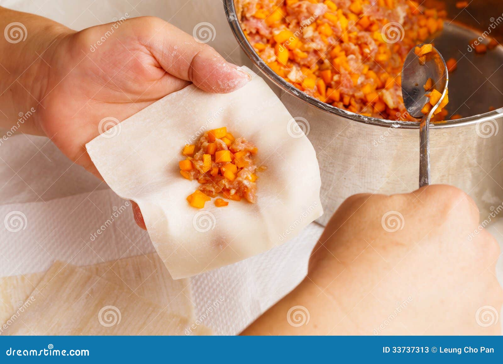 Wrapping of Chinese Dumpling Stock Image Image of cooking, chinese