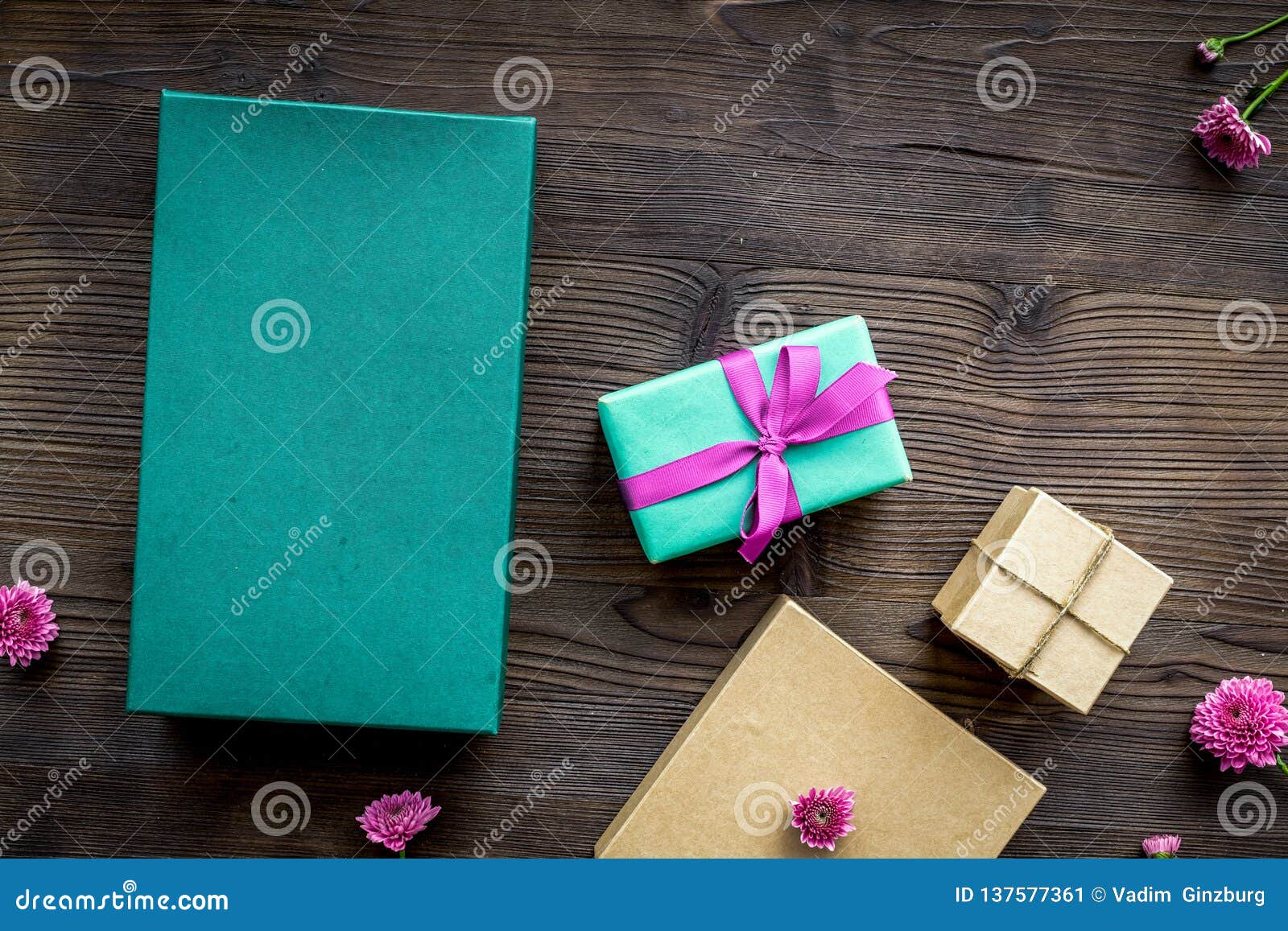 Download Wrapping Gifts In Box For Holiday Top View Mock Up Stock Image - Image of view, paper: 137577361