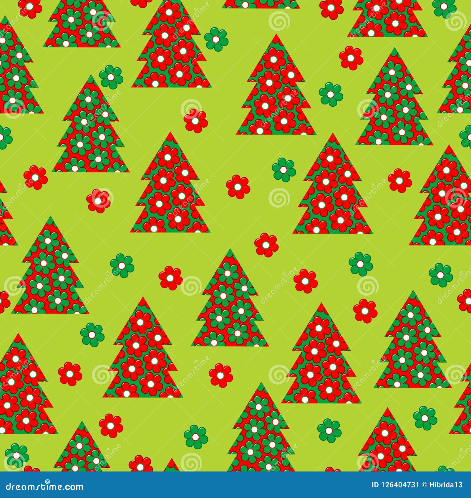 Wrapping Paper for Your Christmas, Seamless Pattern with Flowers Stock