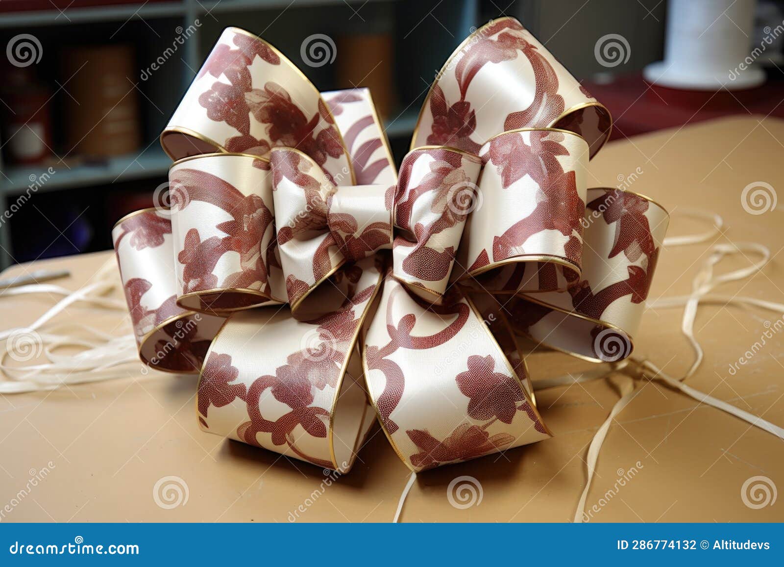 Wrapping Process with Paper, Tape, and Bow Stock Illustration