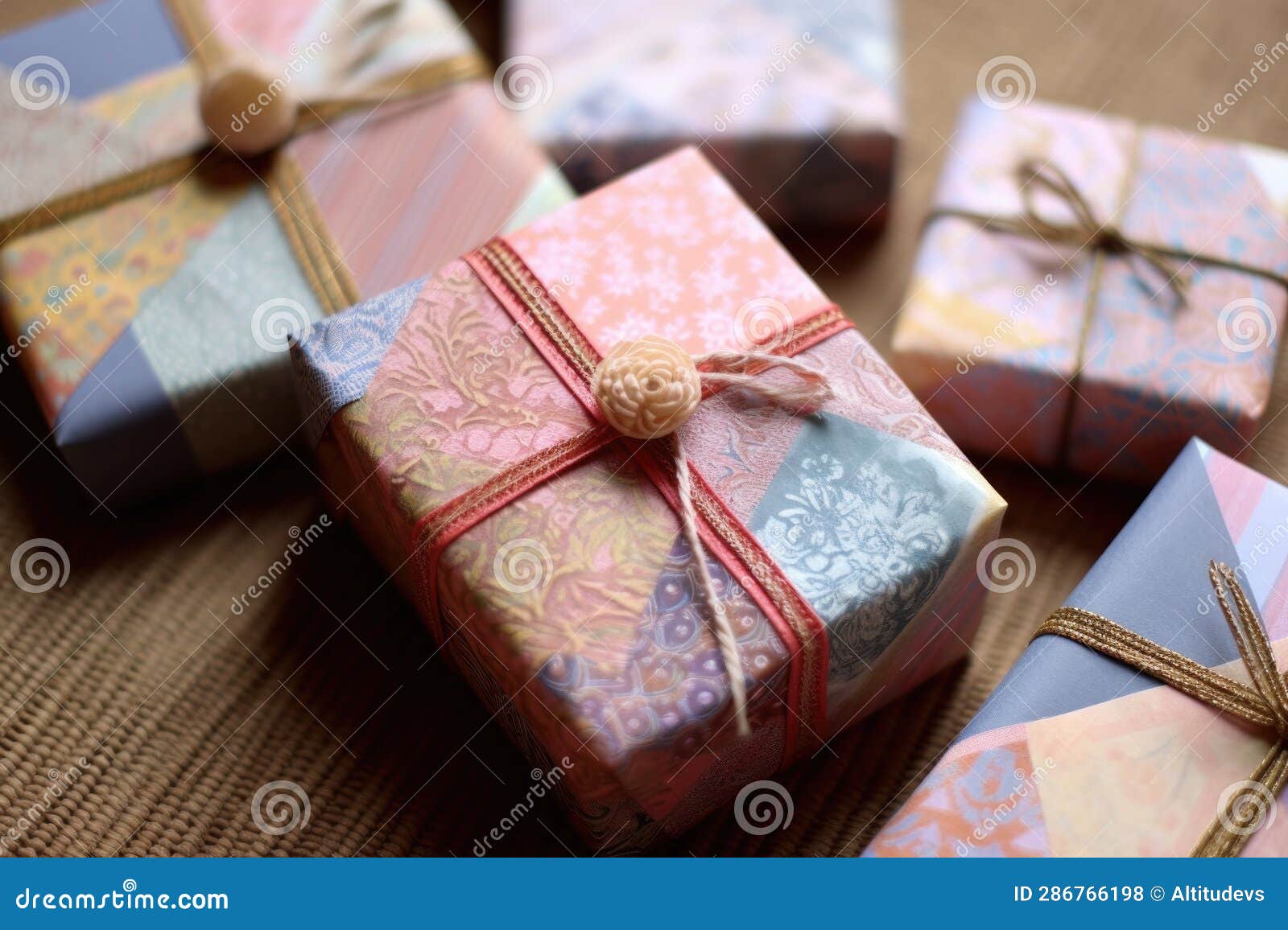 Wrapping Process with Washi Tape and Gift Tags Stock Photo Image of