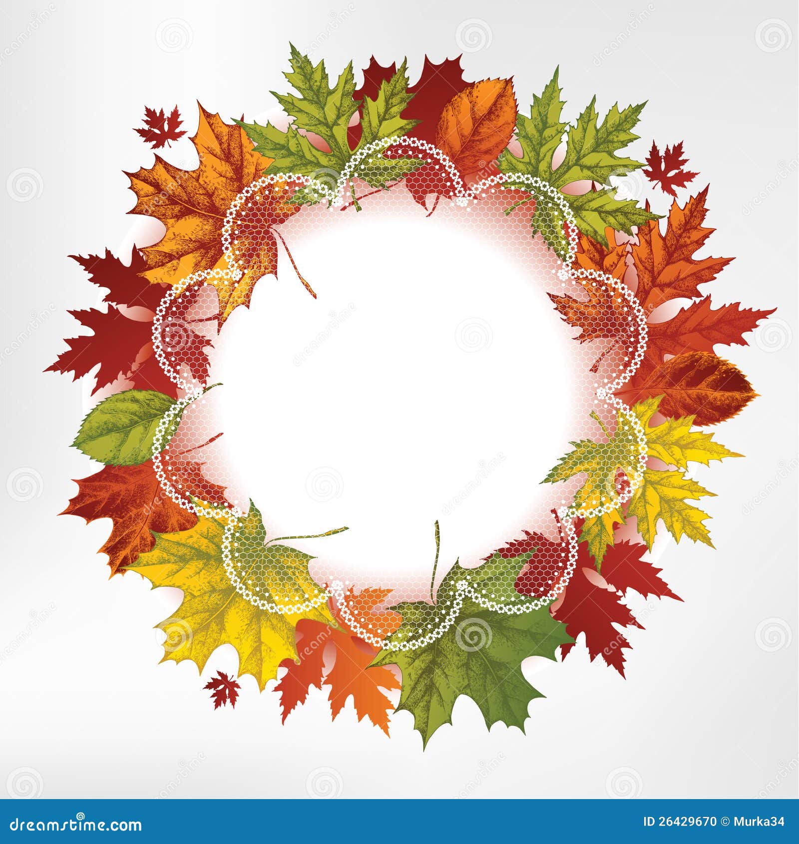 Wreath Of Autumn Leaves, Hand-drawing. Vector Illu Stock 