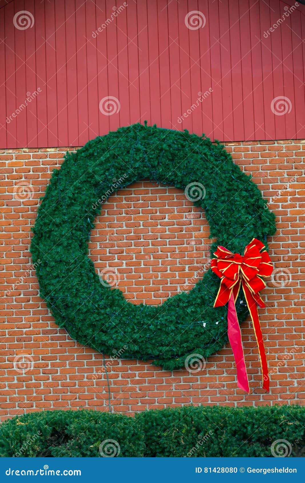 wreath on the brick wall
