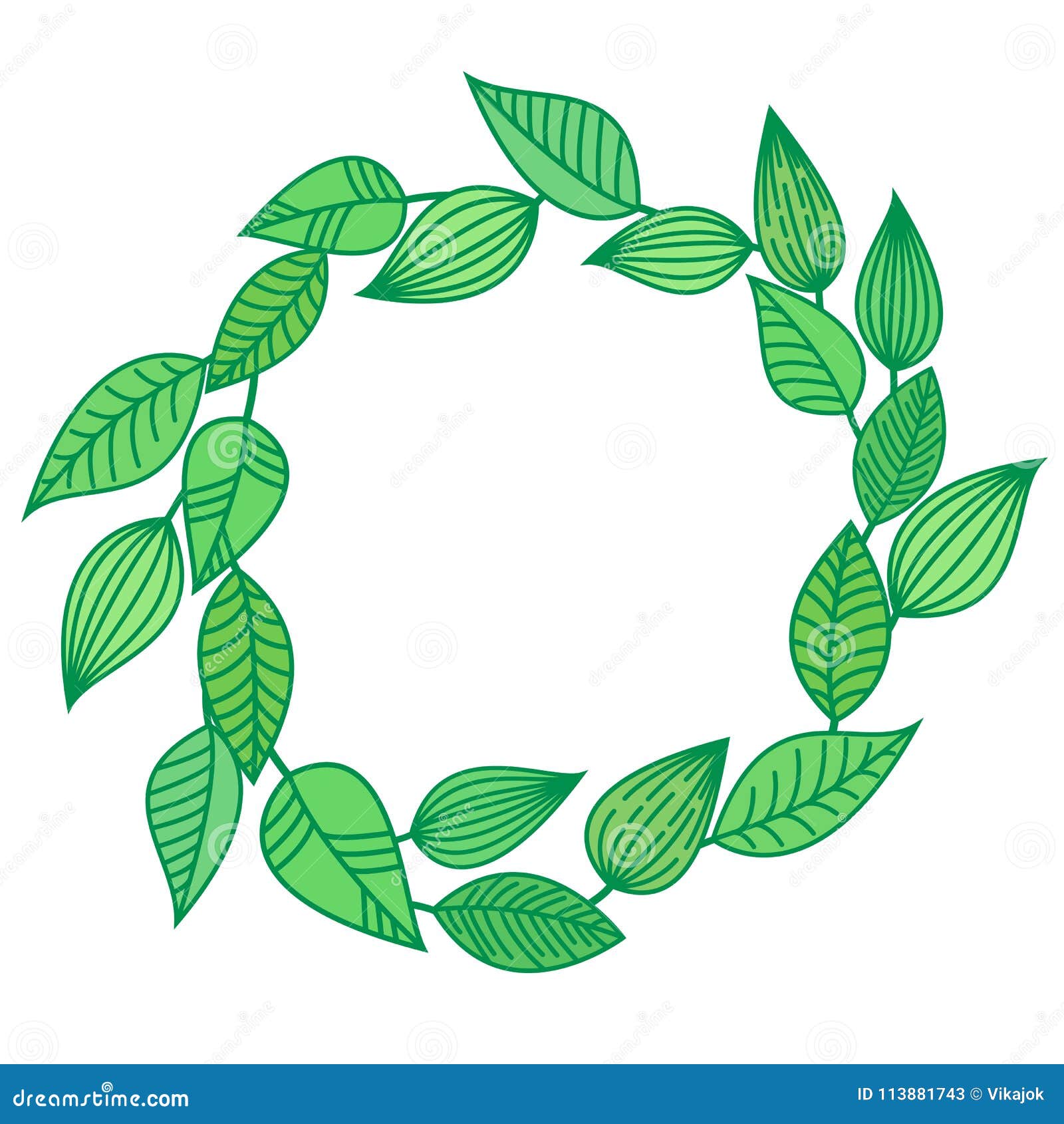 wreath, chaplet, coronal from green leaves, summer, spring frame, space for text,  template