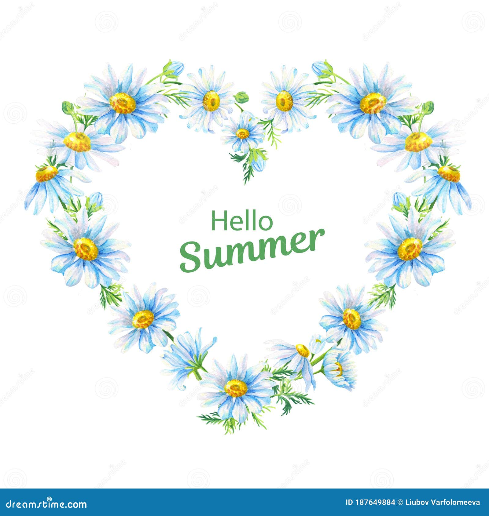 wreath.heart.hello summerbouquet of camomiles,green wreath.heart.hello summerbouquet of camomiles,green leaves