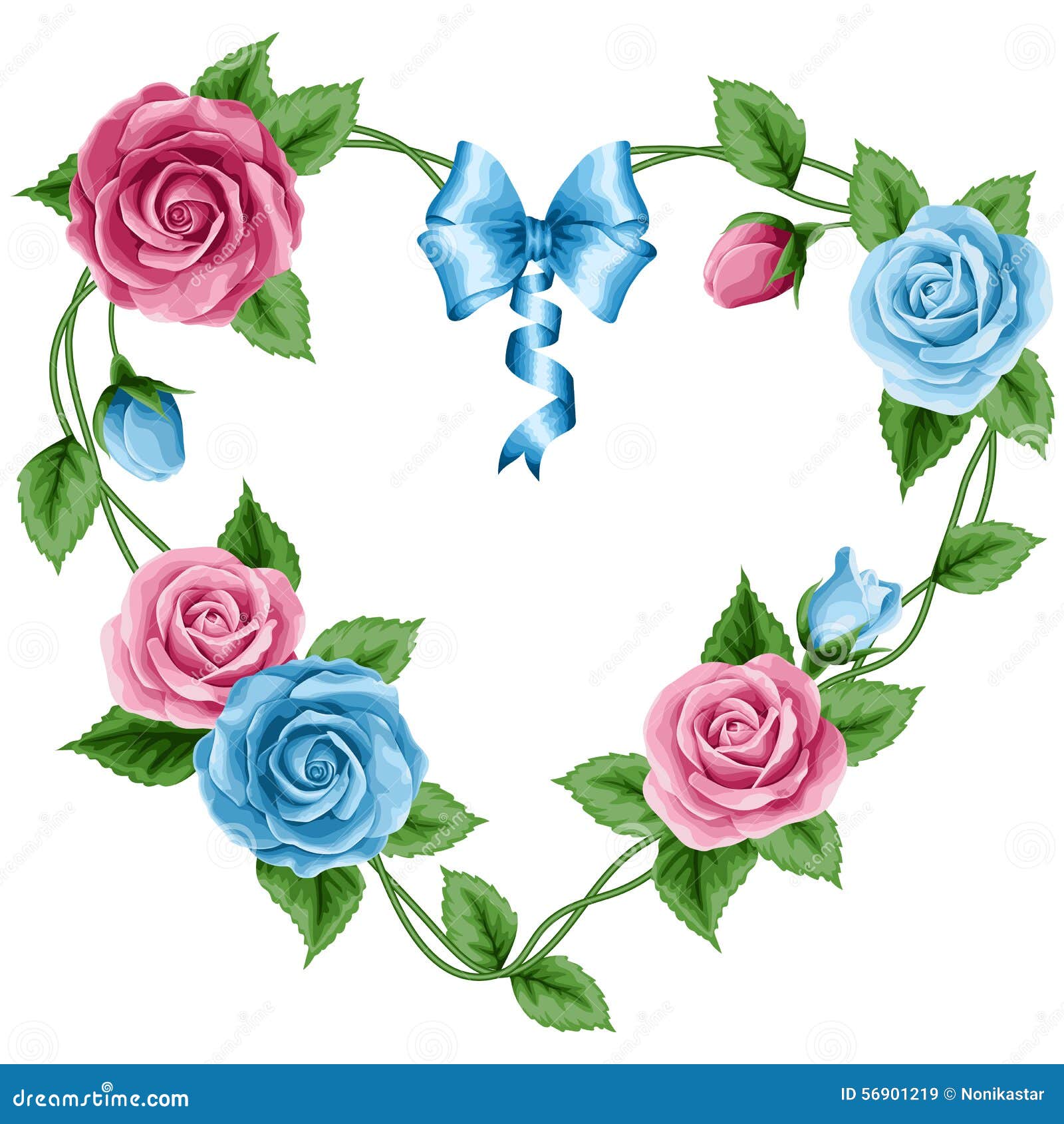 Wreath of roses stock vector. Illustration of garland - 56901219