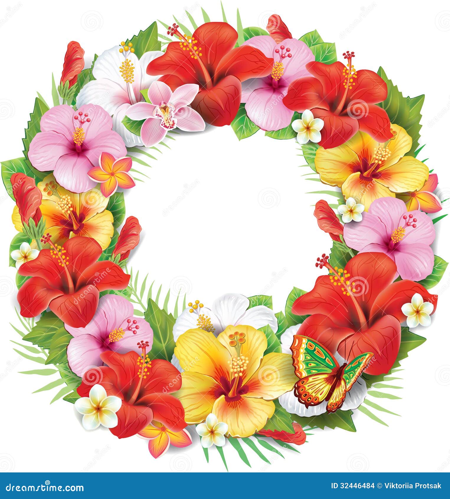 Wreath Of Tropical Flower Stock Images - Image: 32446484