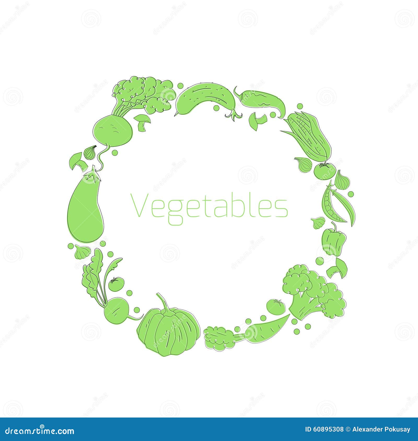 Wreath Vegetables Circle Vector Illustration Stock Vector
