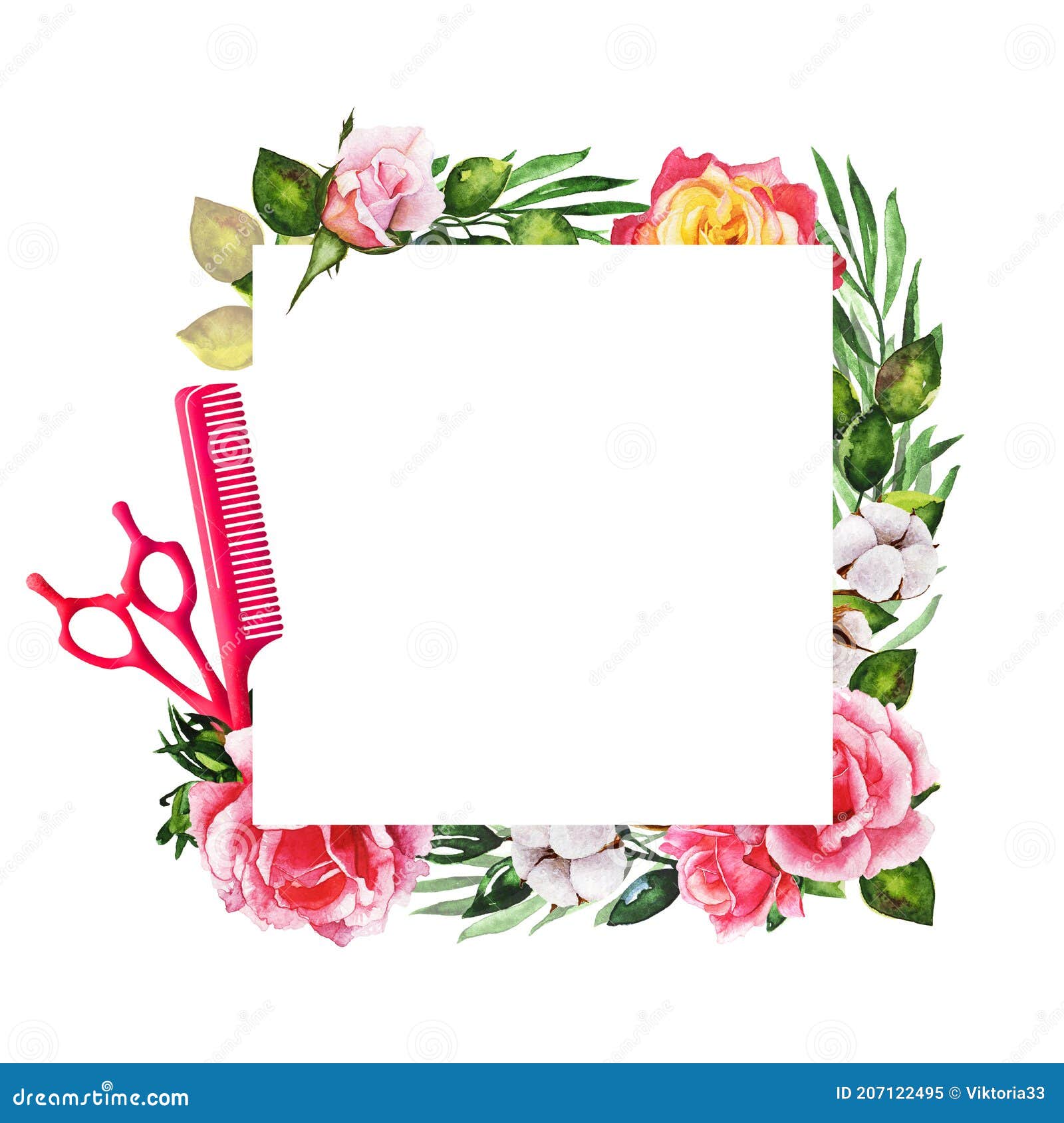 Wreaths, Floral Frames, Watercolor Flowers Roses Illustration with ...