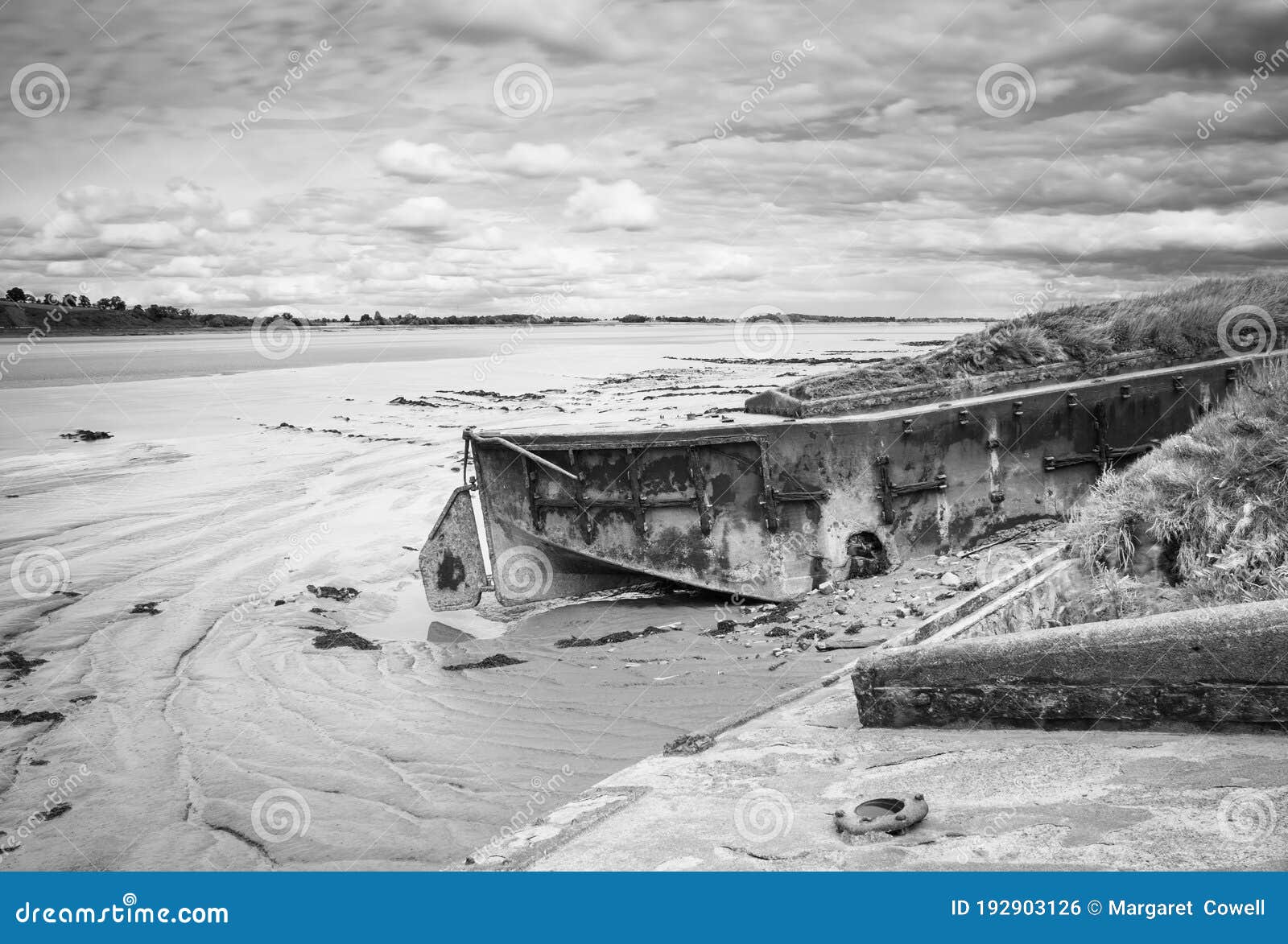 Wreck at Purton Ships Graveyard, Gloucestershire 1 Stock Photo Image