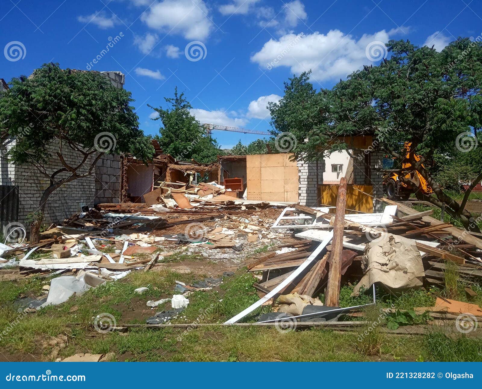 Wreckage of an Old Destroyed House, Demolition of a Private Sector