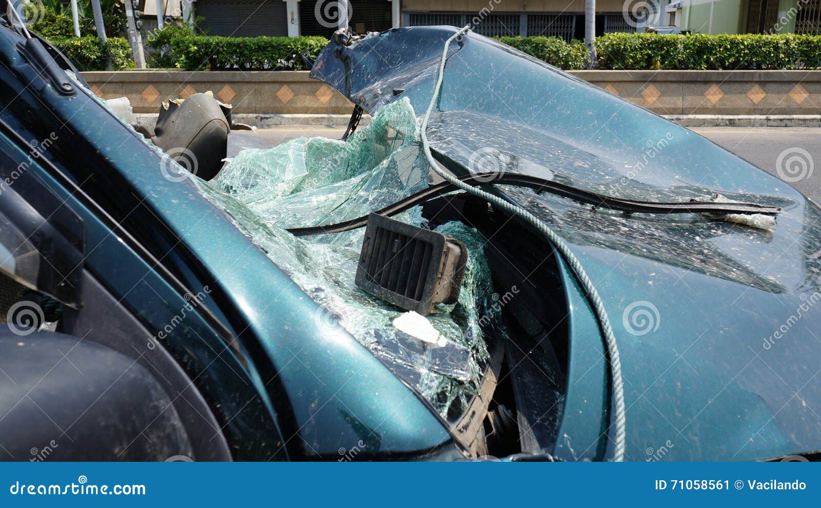 Wrecked Car Damaged Windshield Destroyed Stock Image Image of
