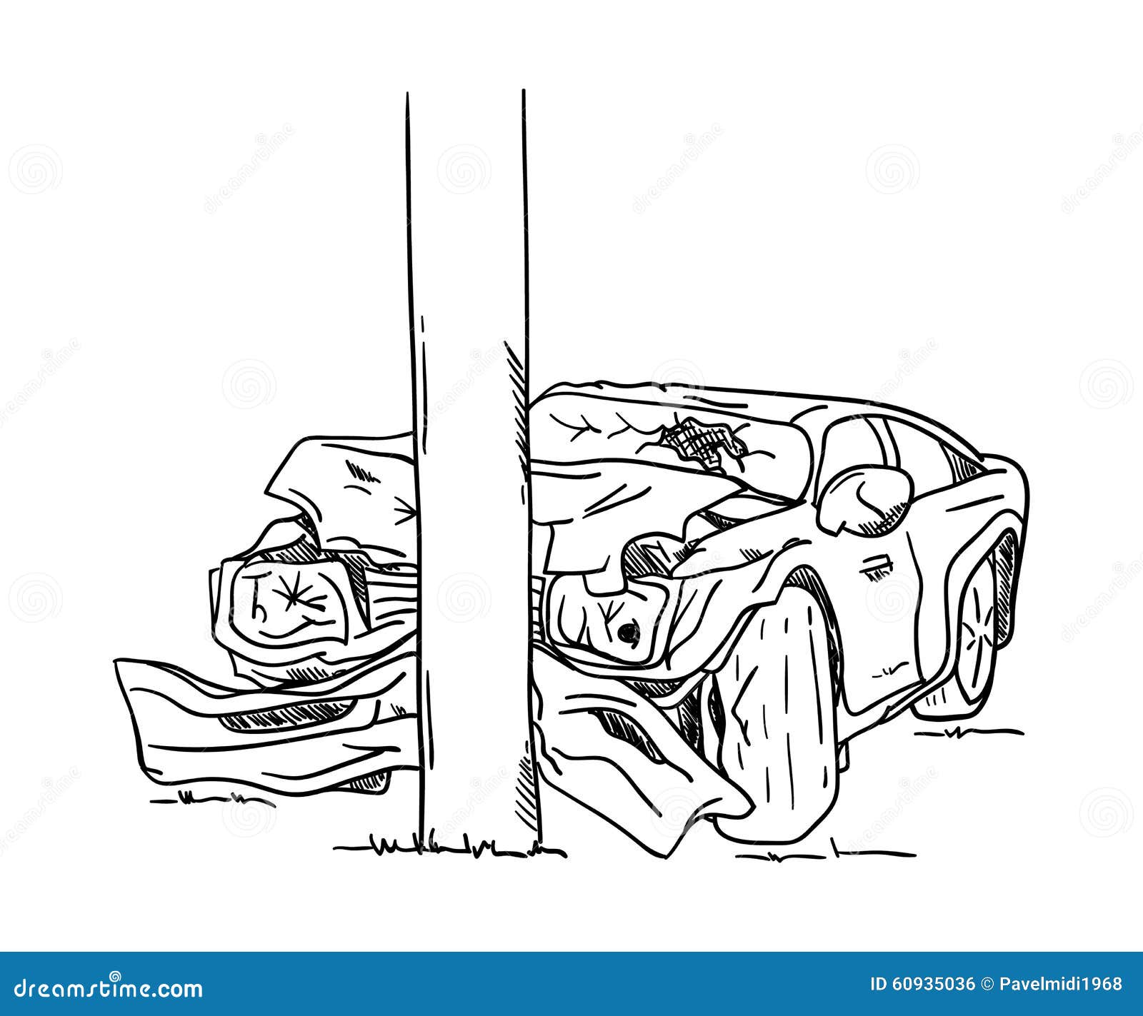 Download Wrecked car stock vector. Illustration of line, safety ...