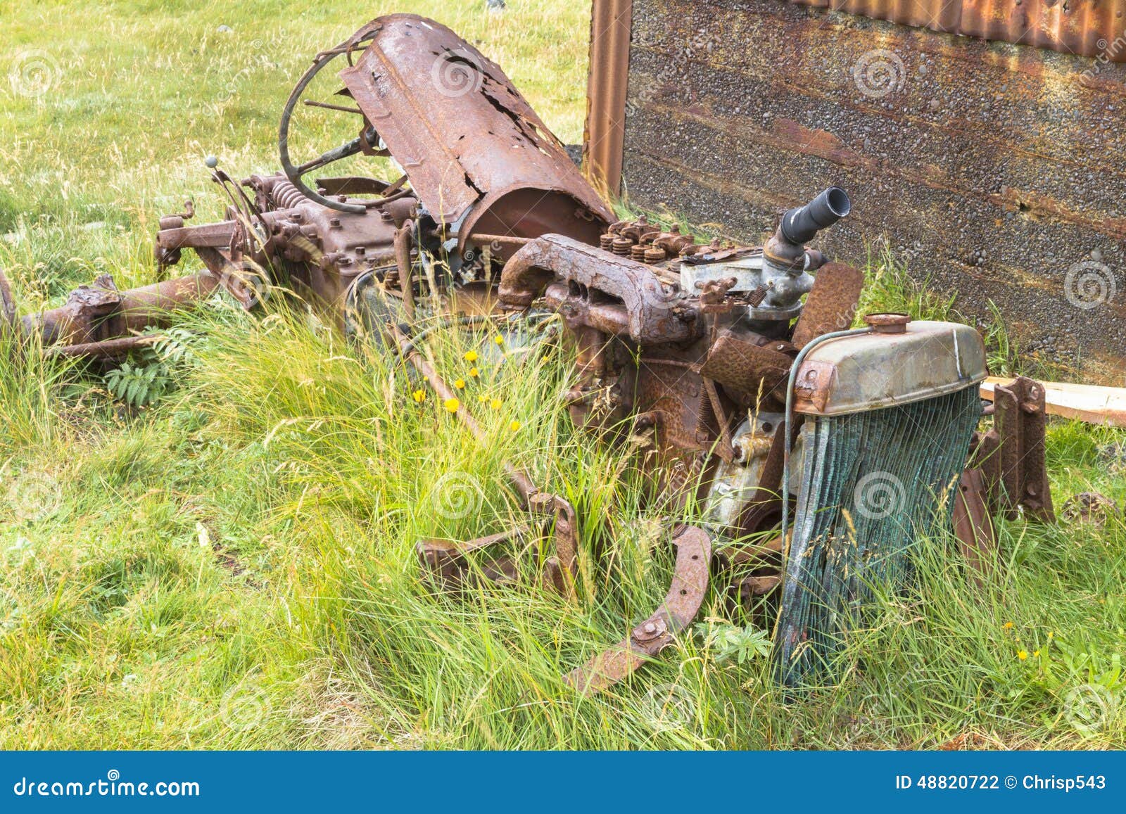 Wrecked Tractor Rusting To Pieces Stock Photo Image of grill