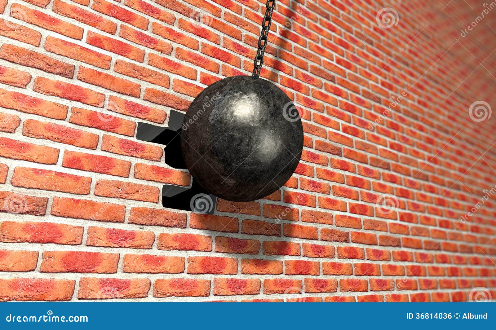 Wrecking Ball Hitting Wall stock photo. Image of alert 36814036