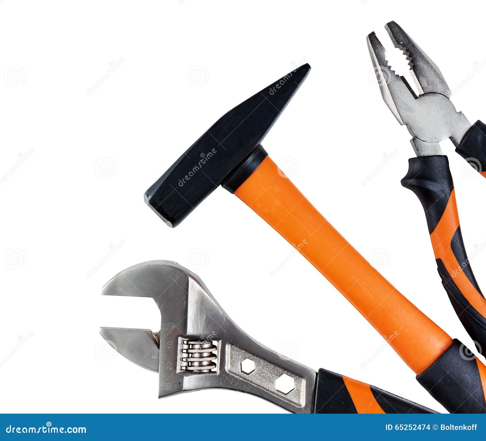 Wrench, hammer and pliers stock photo. Image of space 65252474