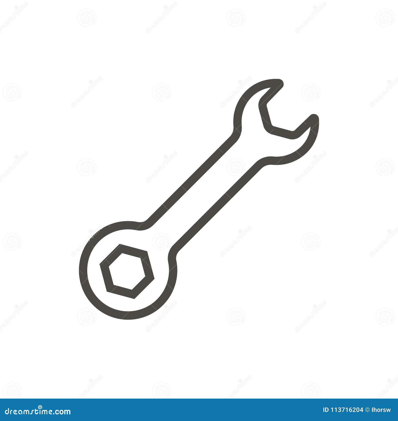 Wrench Icon Vector. Line Spanner Symbol Stock Vector Illustration of