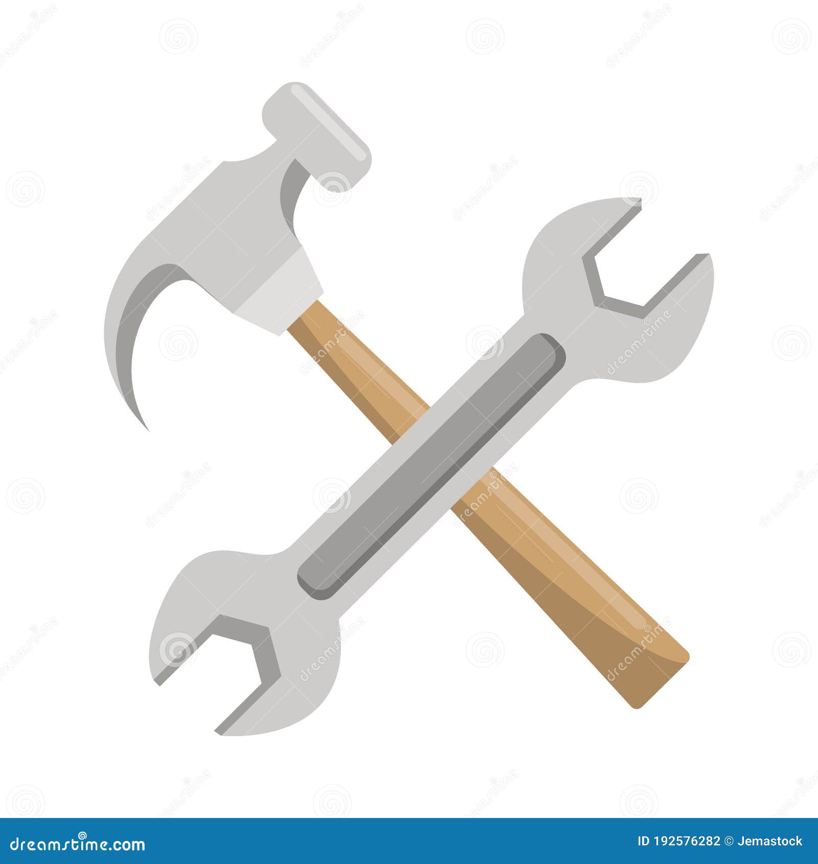 Wrench Key and Hammer Tools Crossed Stock Vector Illustration of