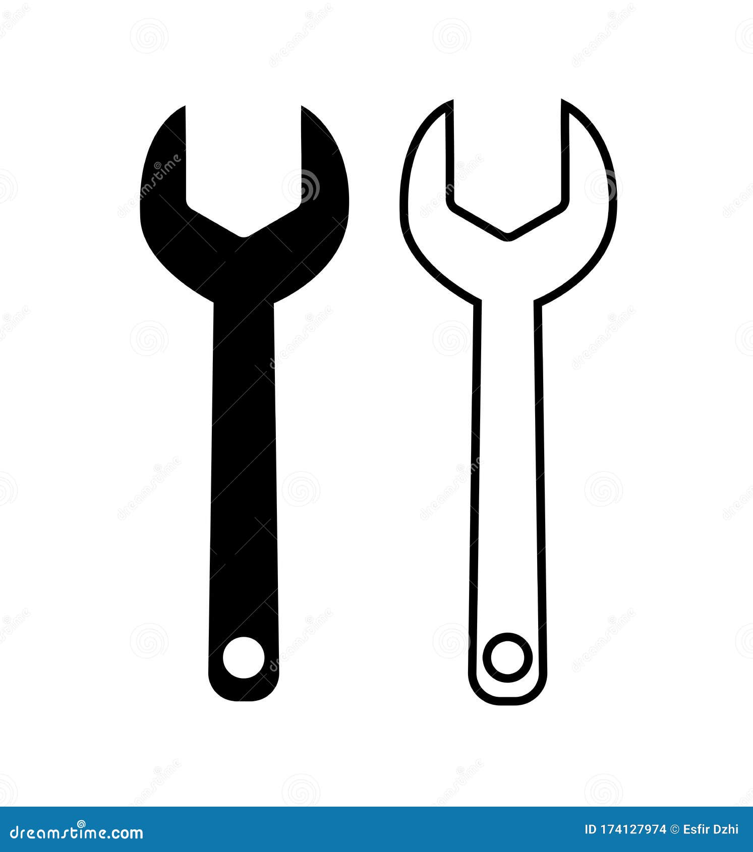 Wrench Key Icon Tool To Work Vector Isolated on White Stock Vector Illustration of