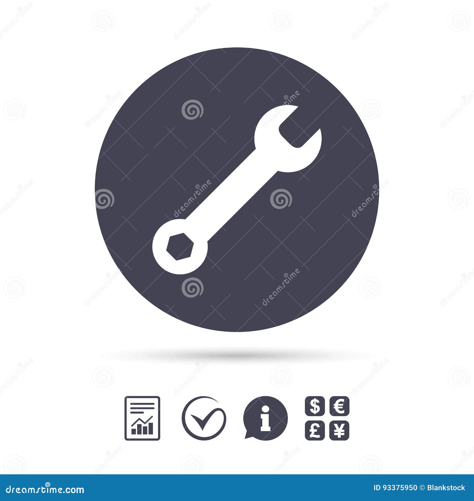 wrench key sign icon. service tool .