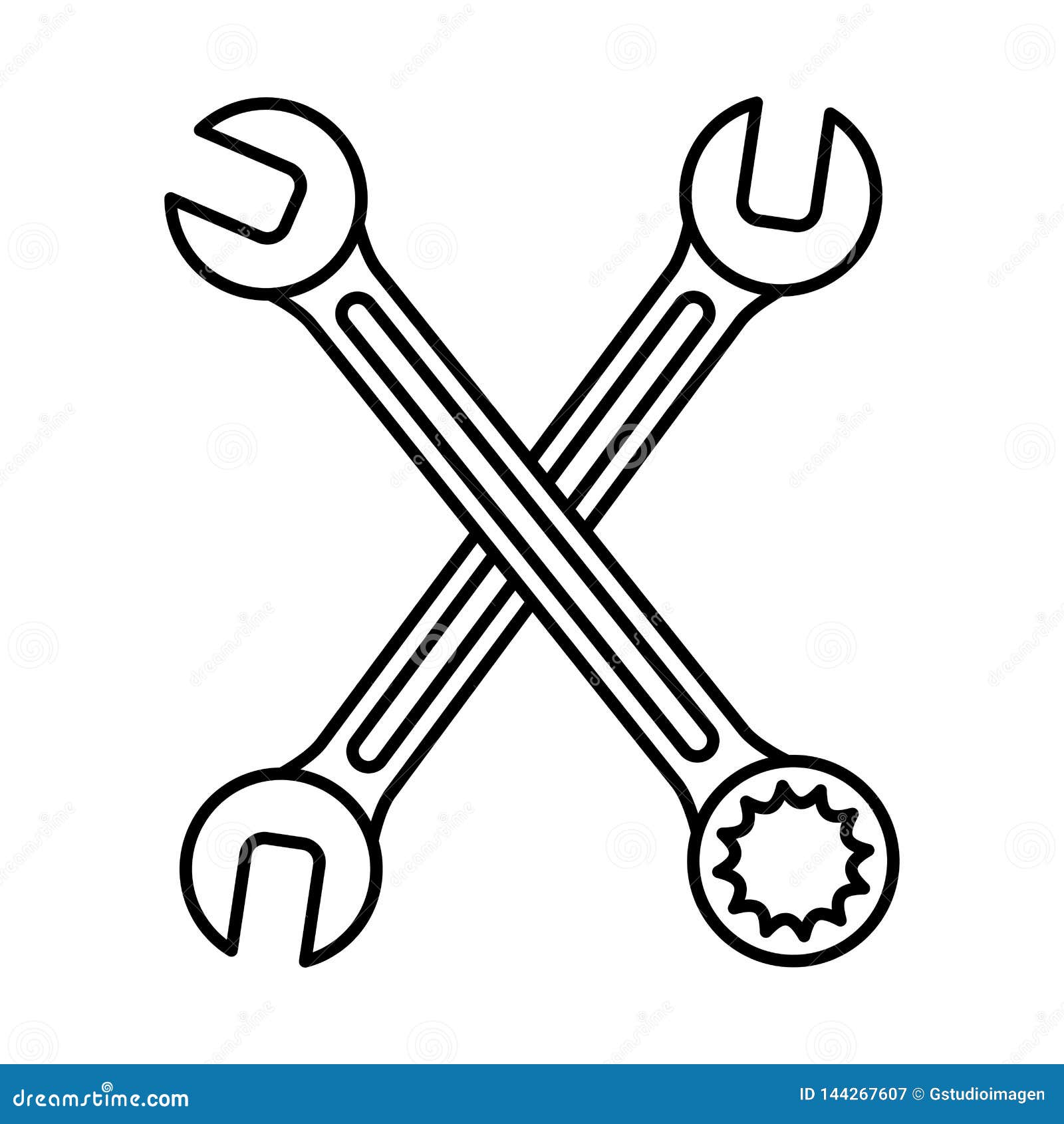 Wrench keys tools crossed stock vector. Illustration of repair 144267607