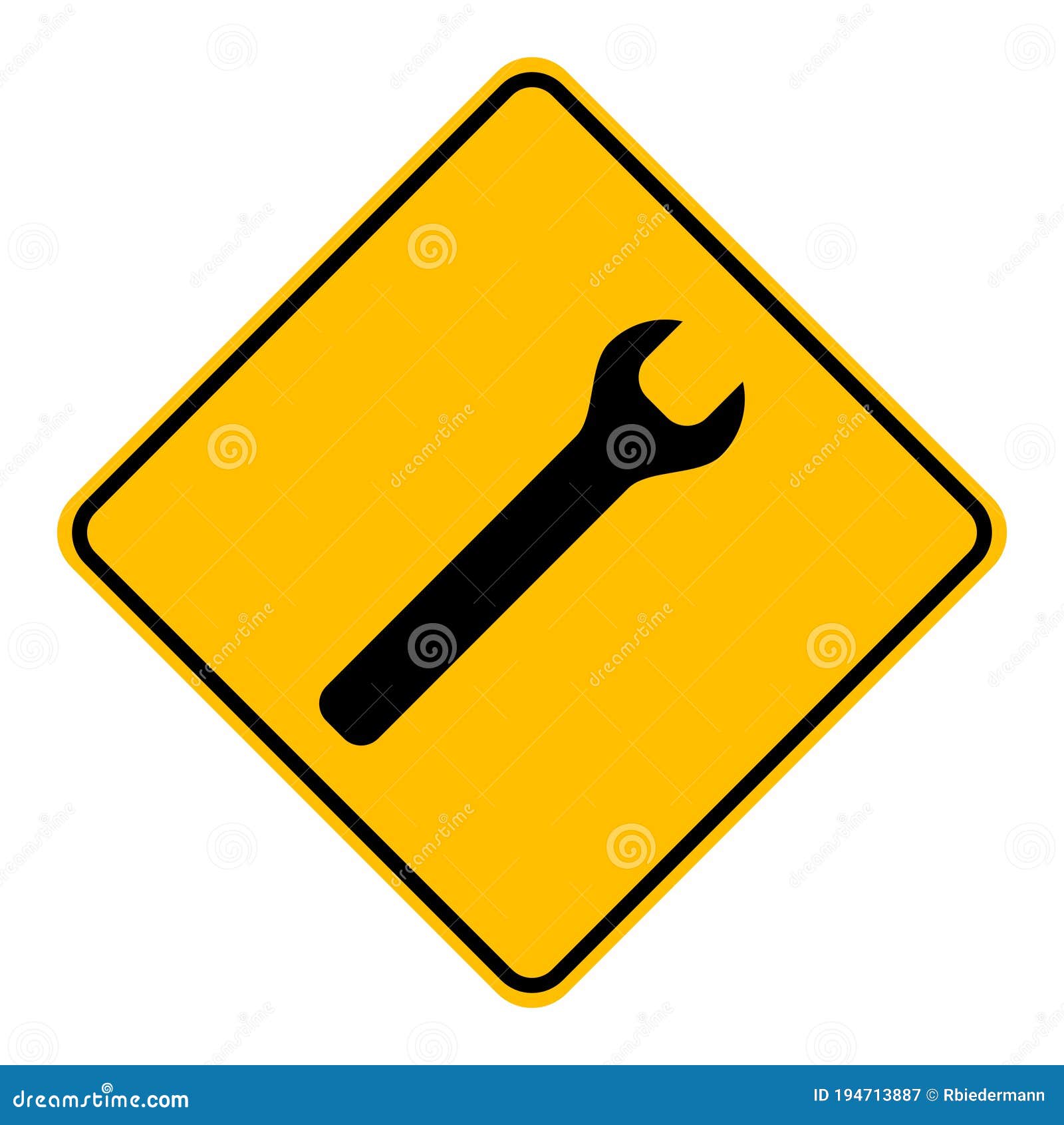 Wrench and road sign stock vector. Illustration of icon 194713887