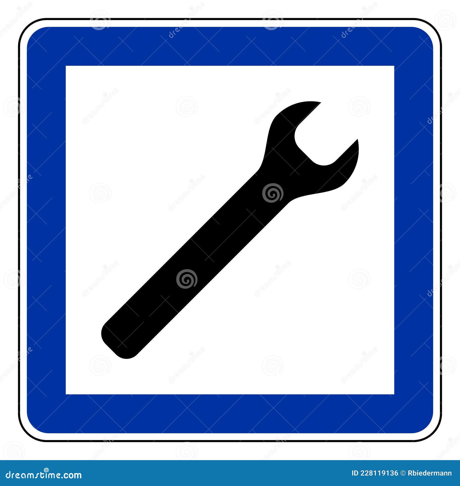 Wrench and road sign stock vector. Illustration of wrench 228119136