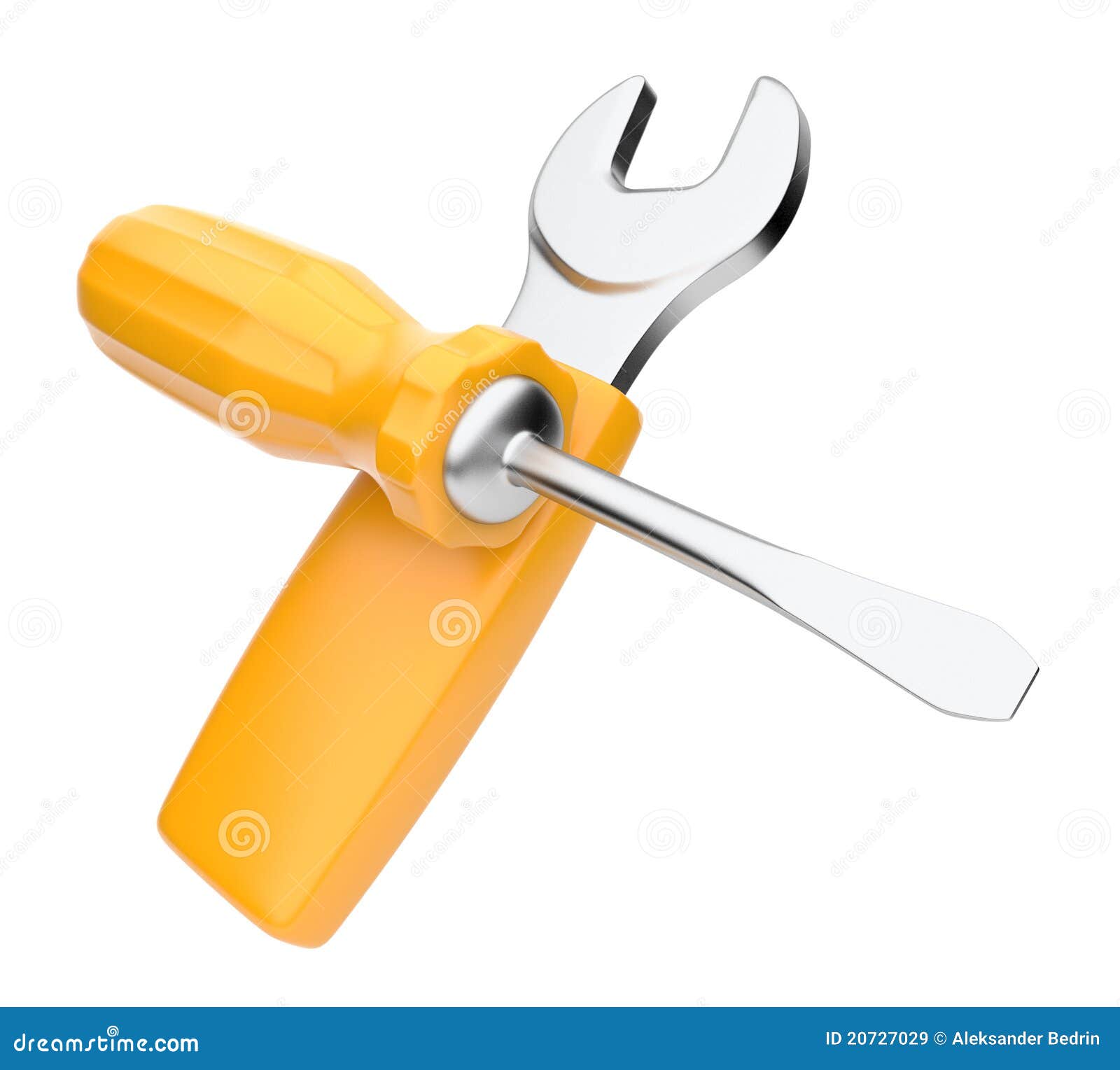 Wrench and Screwdriver Tool. 3D Illustration Stock Illustration