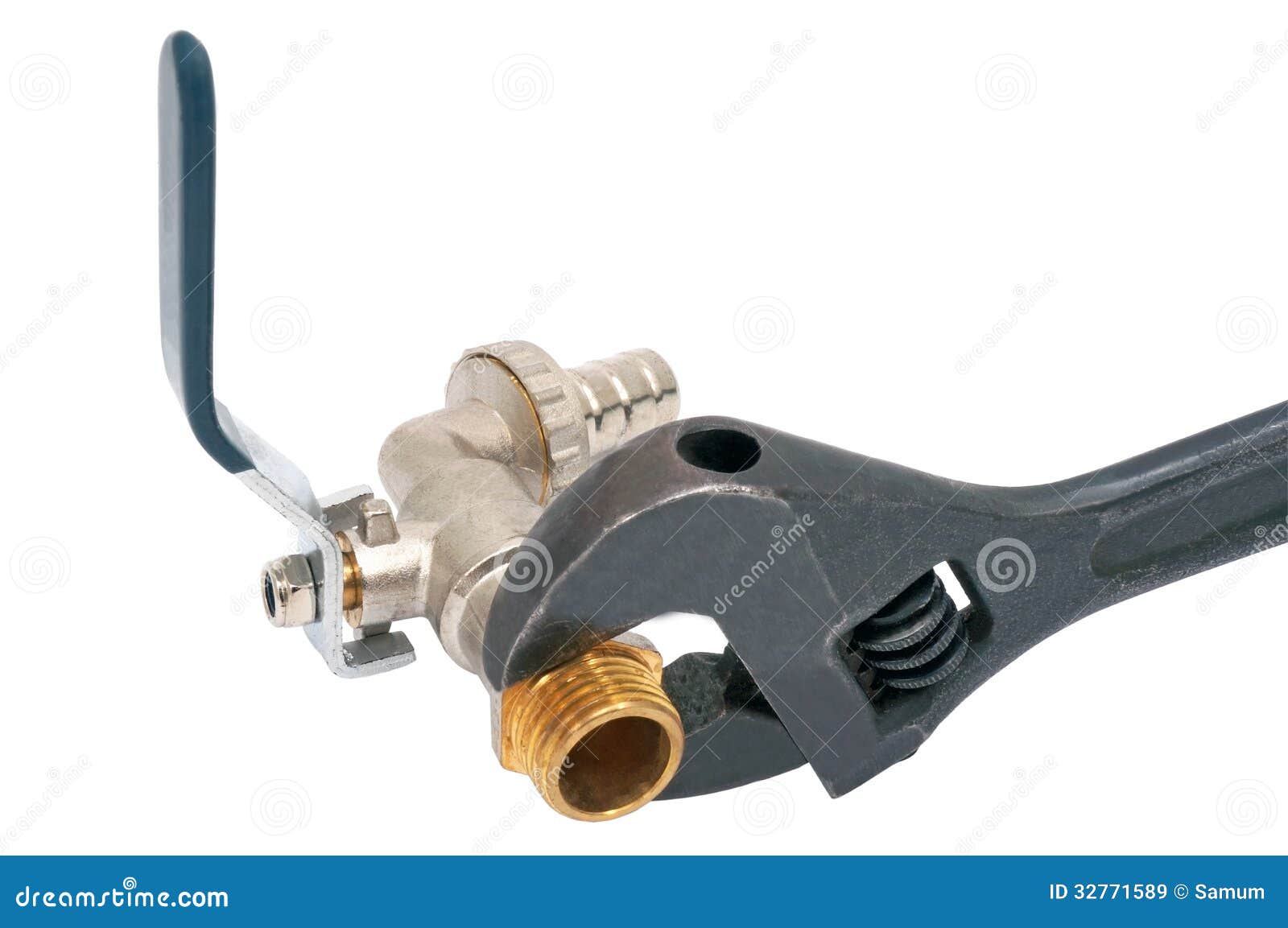 Wrench and Water valve set stock image. Image of power 32771589